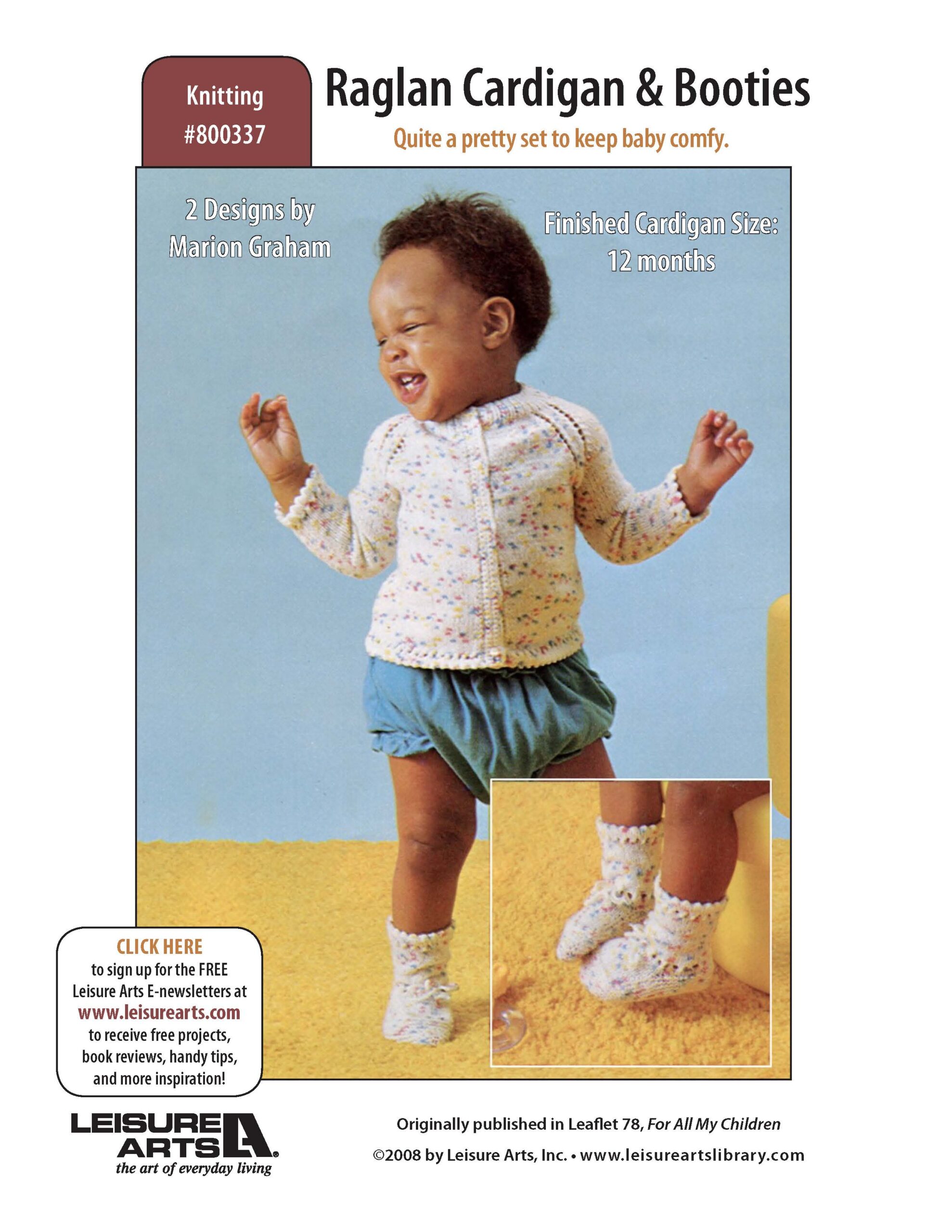 Leisure Arts For All My Children Raglan Cardigan Booties Knit ePattern