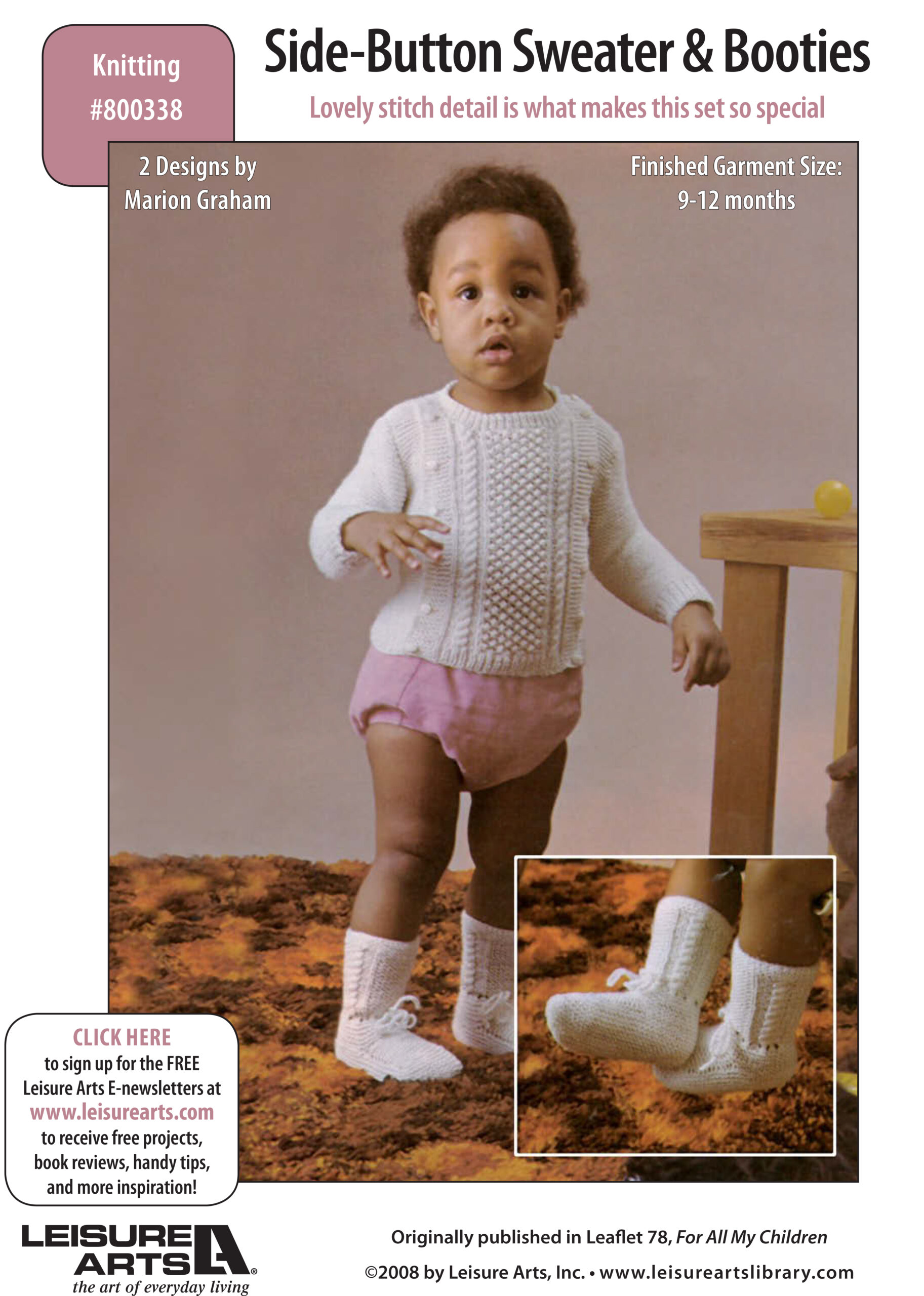 Leisure Arts For All My Children SideButton Sweater Booties Knit ePattern