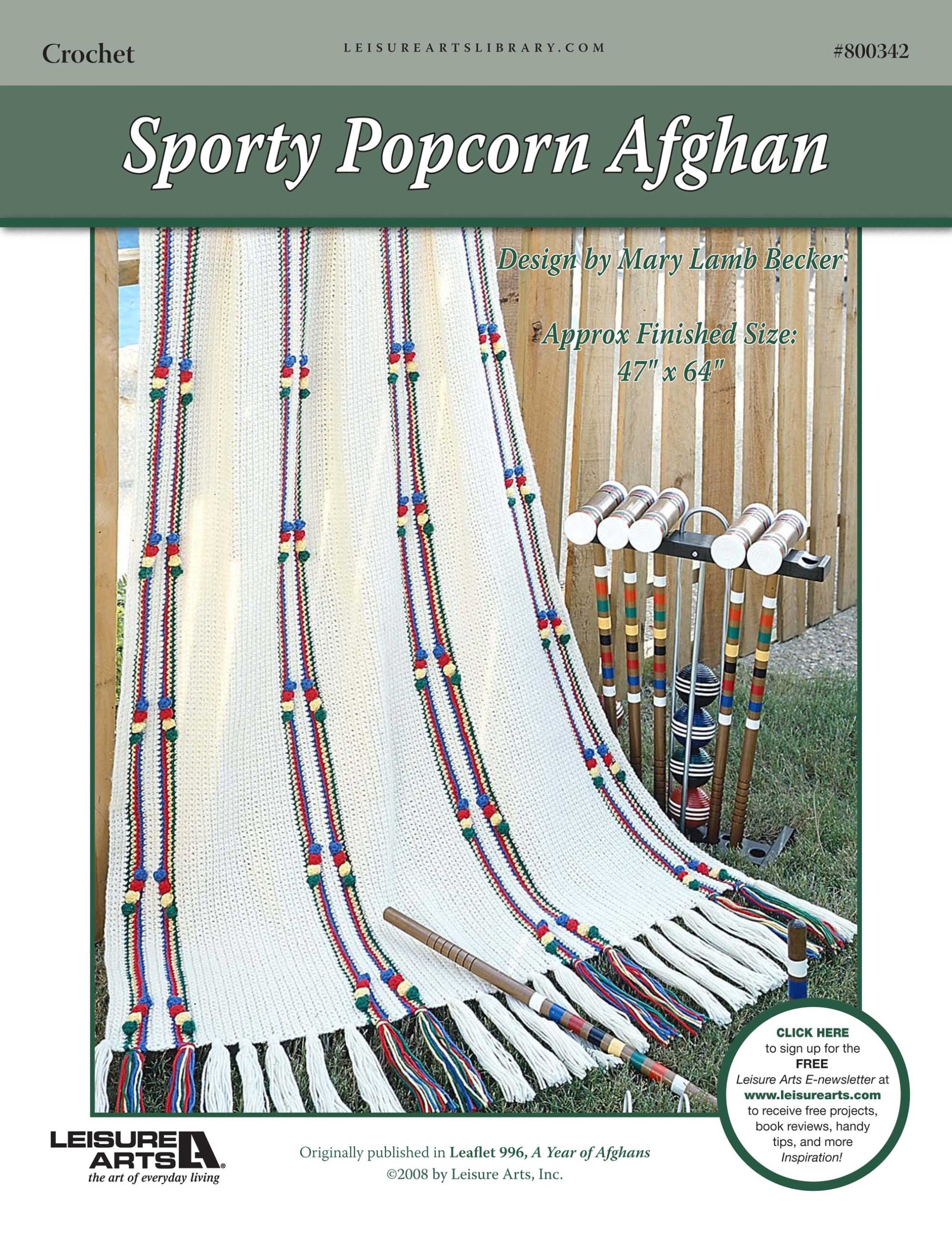 Leisure Arts A Year of Afghans Book 1 Sporty Popcorn Crochet ePattern