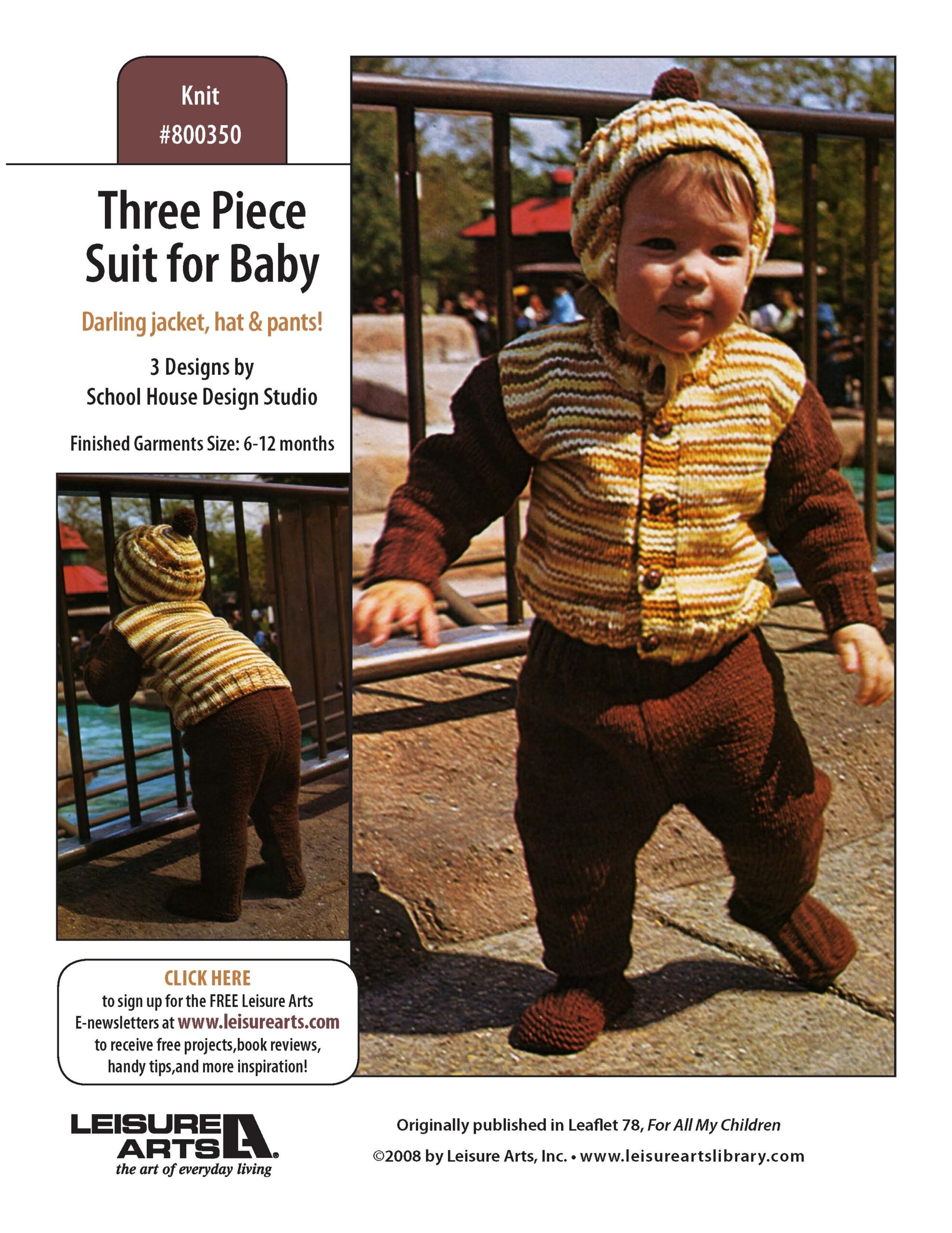 Leisure Arts For All My Children Three Piece Suit For Baby Knit ePattern