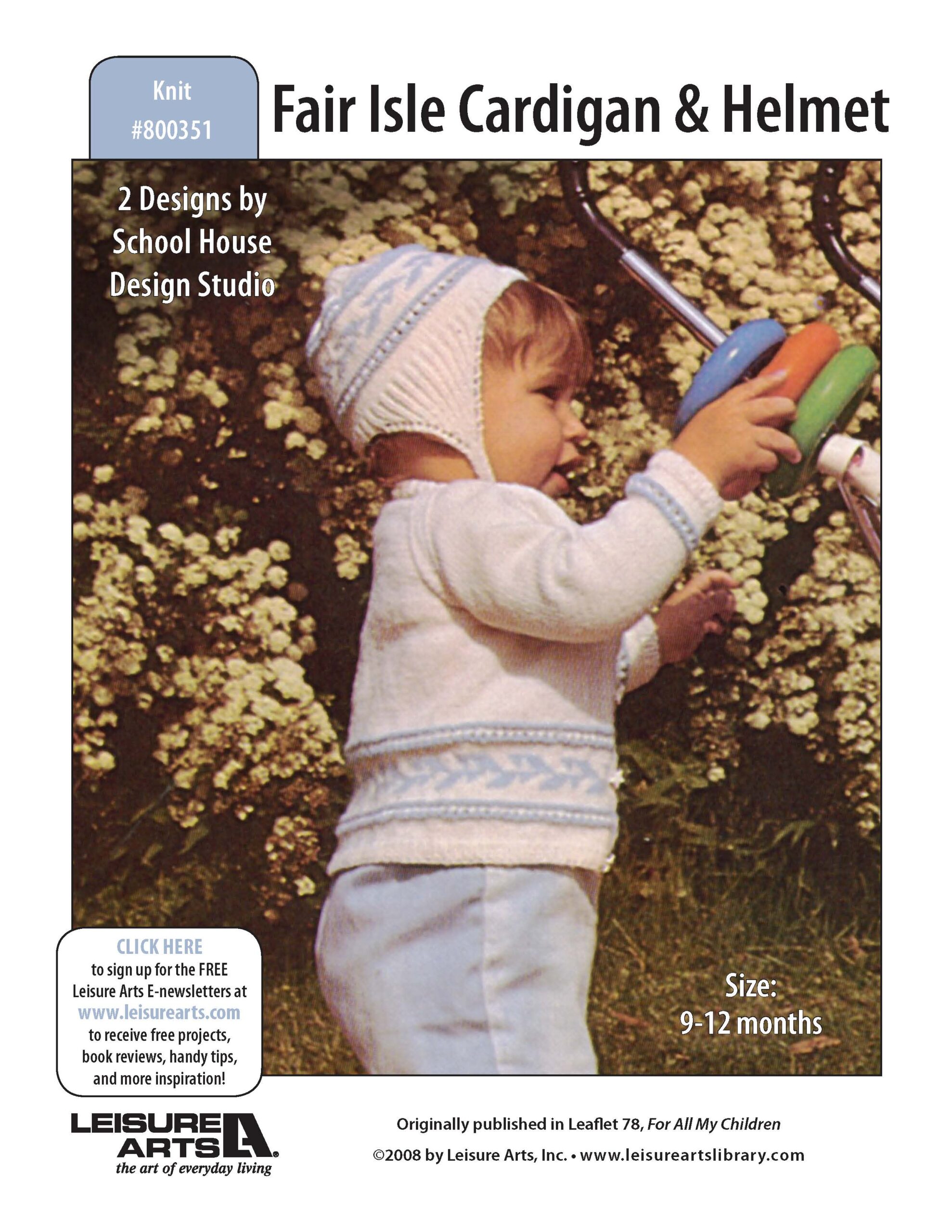 Leisure Arts For All My Children Fair Isle Cardigan Helmet Knit ePattern