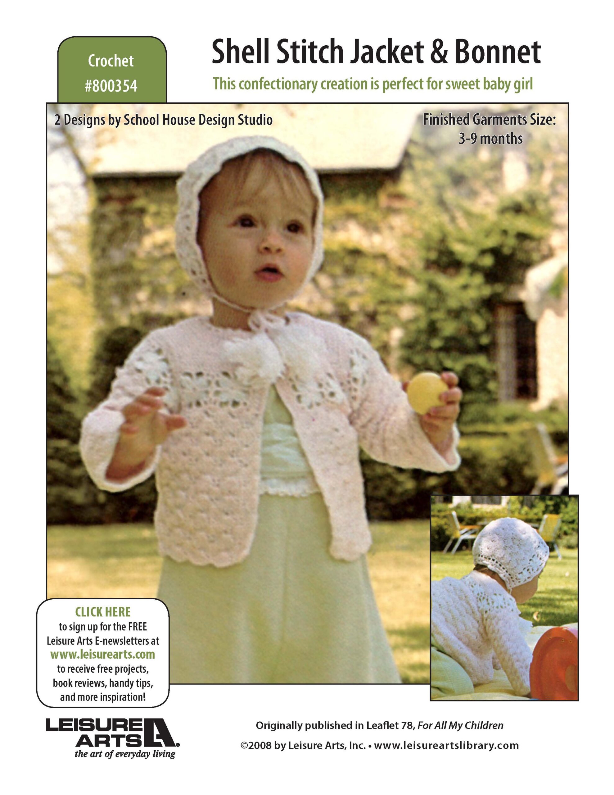 Leisure Arts For All My Children Shell Stitch Jacket Bonnet Crochet ePattern