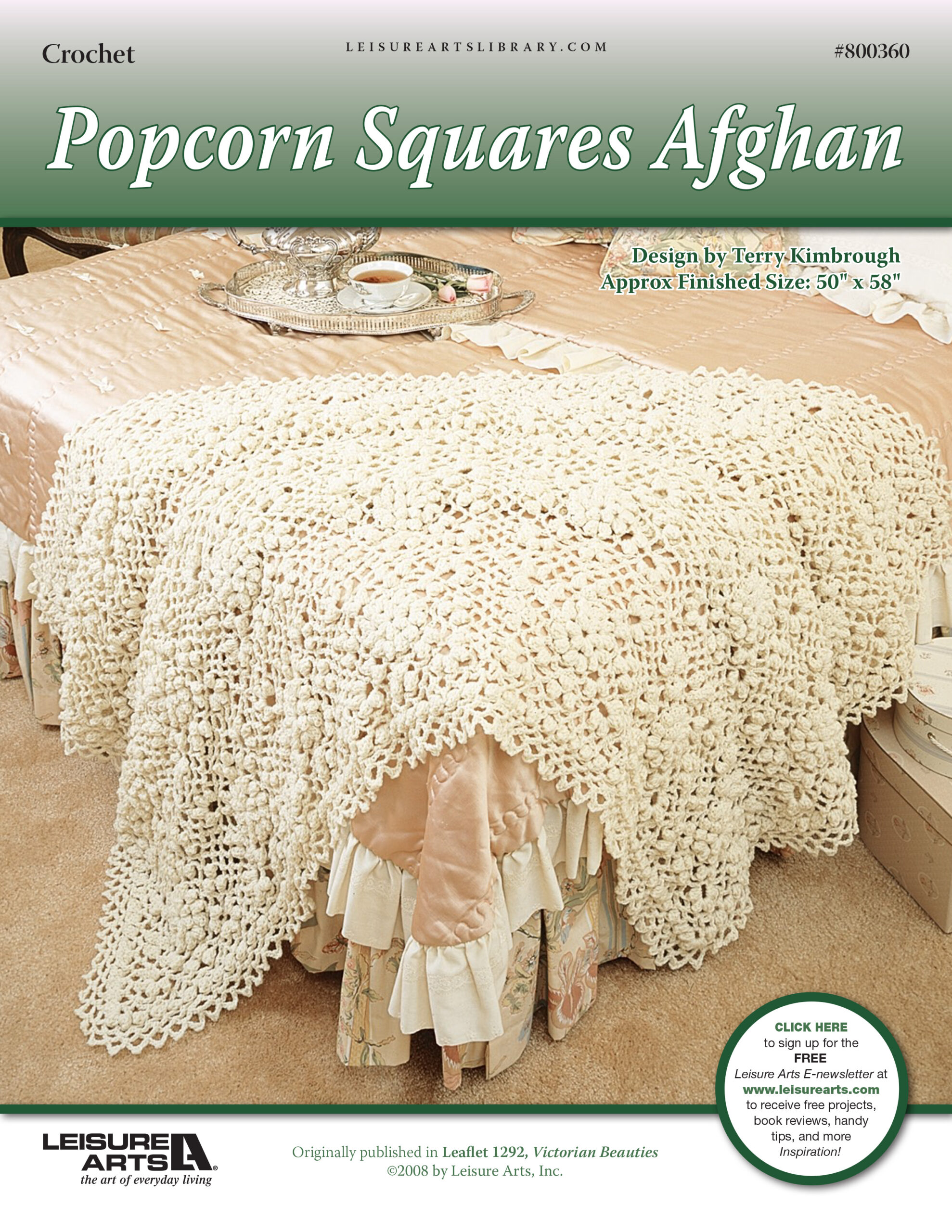 Leisure Arts Popcorn Squares Afghan Crochet ePattern