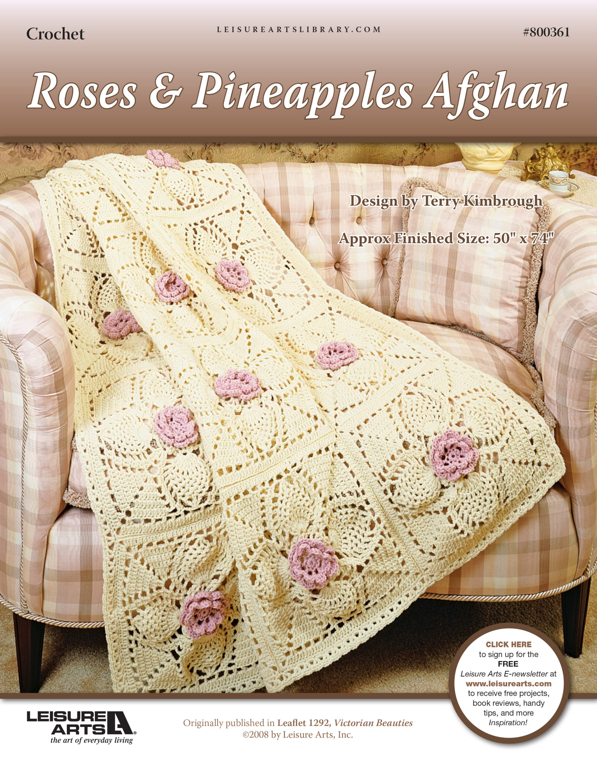 Leisure Arts Roses Pineapples Afghan Crochet ePattern