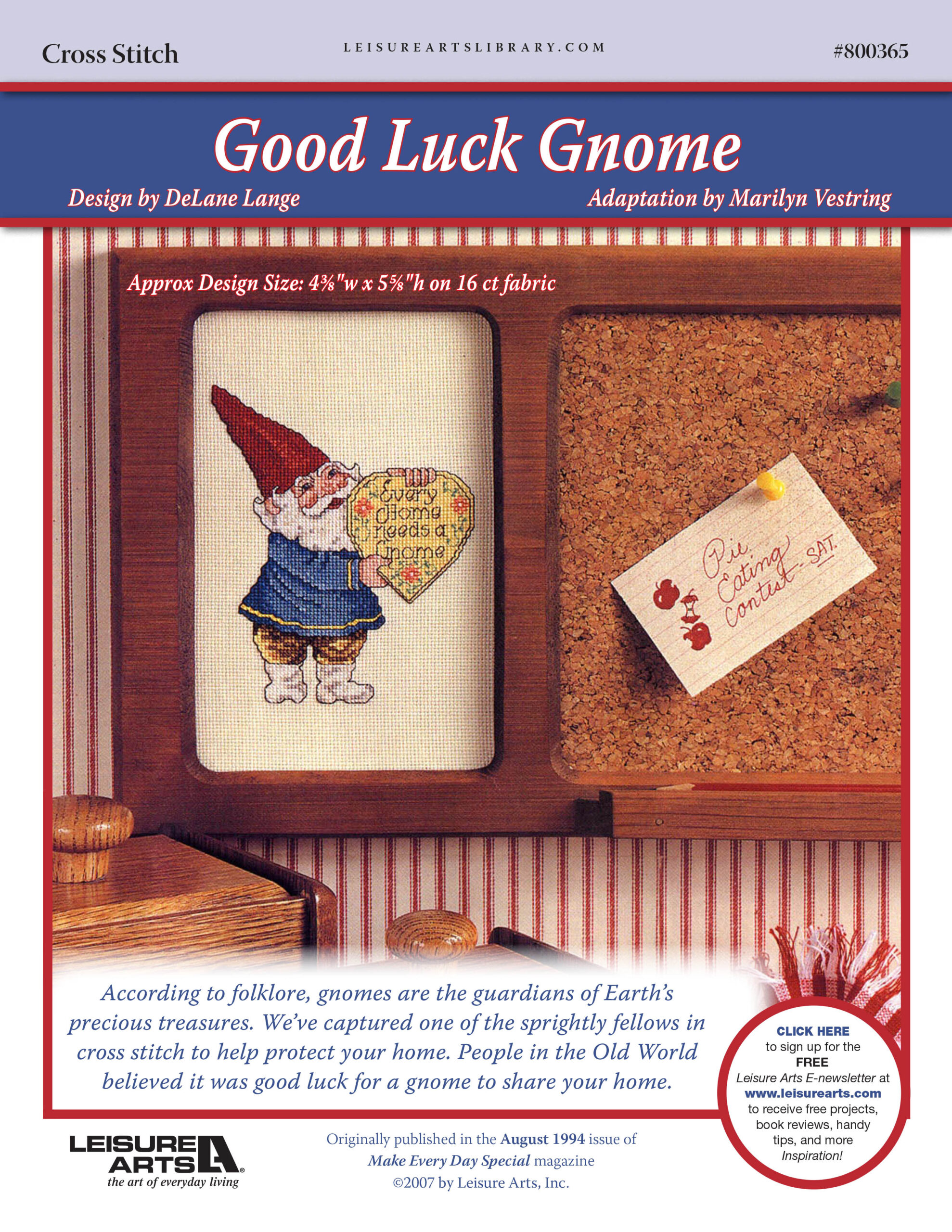 Leisure Arts Good Luck Gnome Cross Stitch ePattern