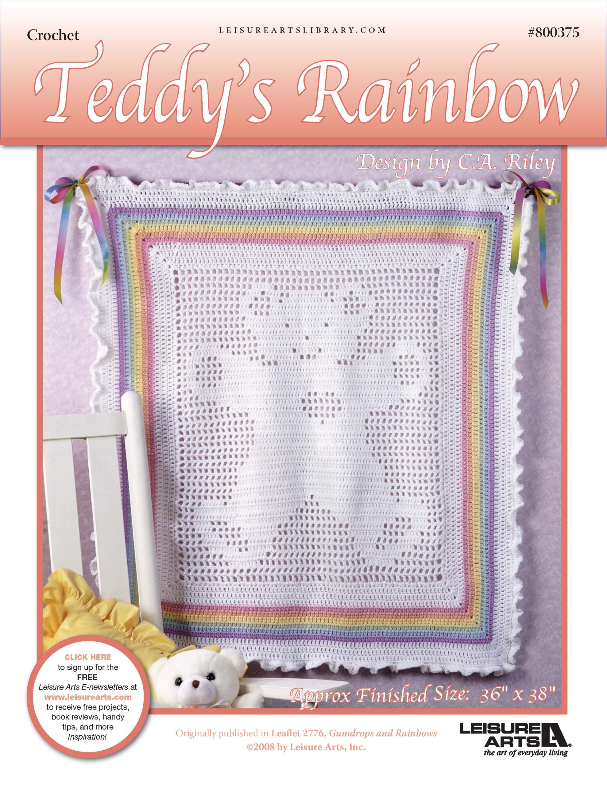 Leisure Arts Gumdrops and Rainbows Teddys Rainbow Afghan Crochet ePattern