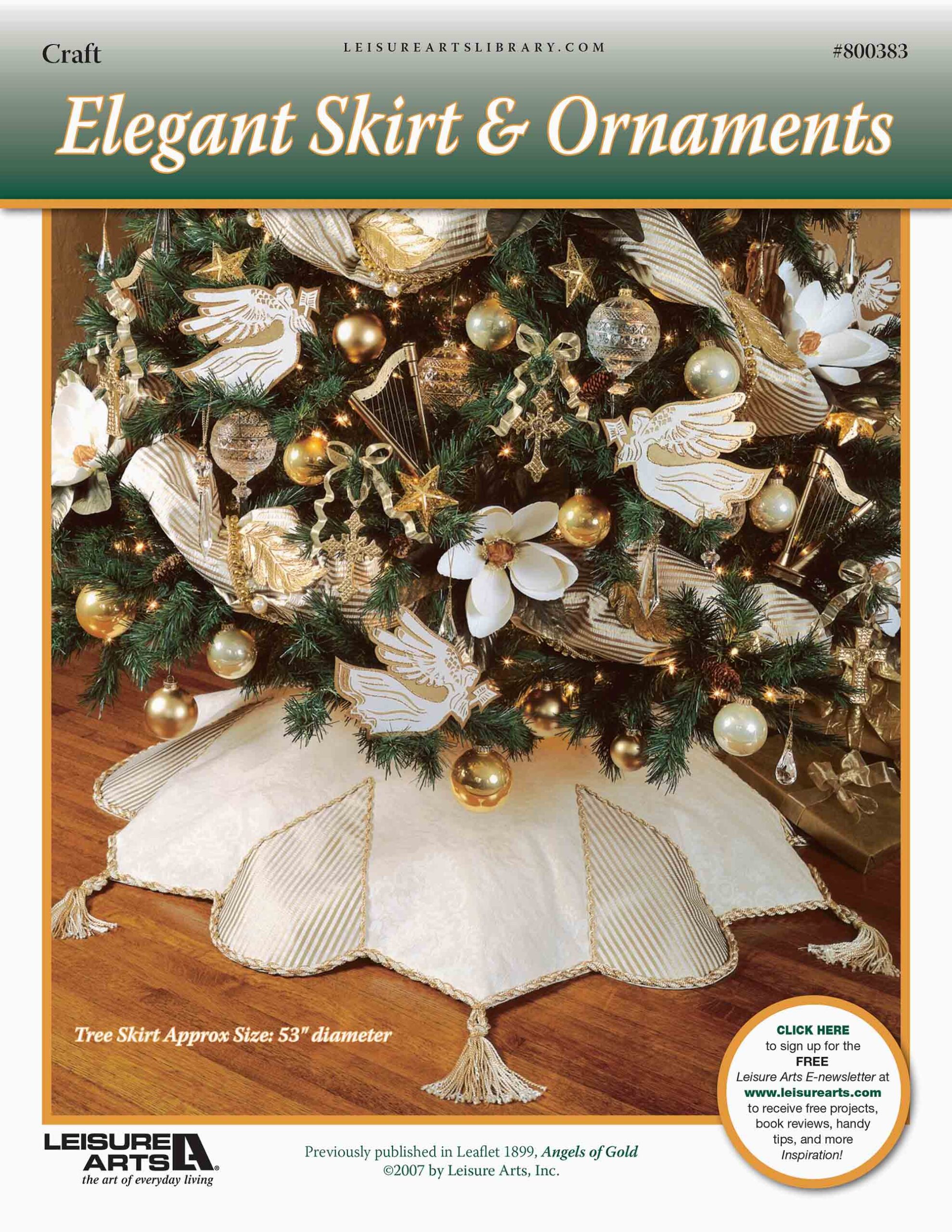 Leisure Arts Angels Of Gold Elegant Skirt Ornaments Craft ePattern