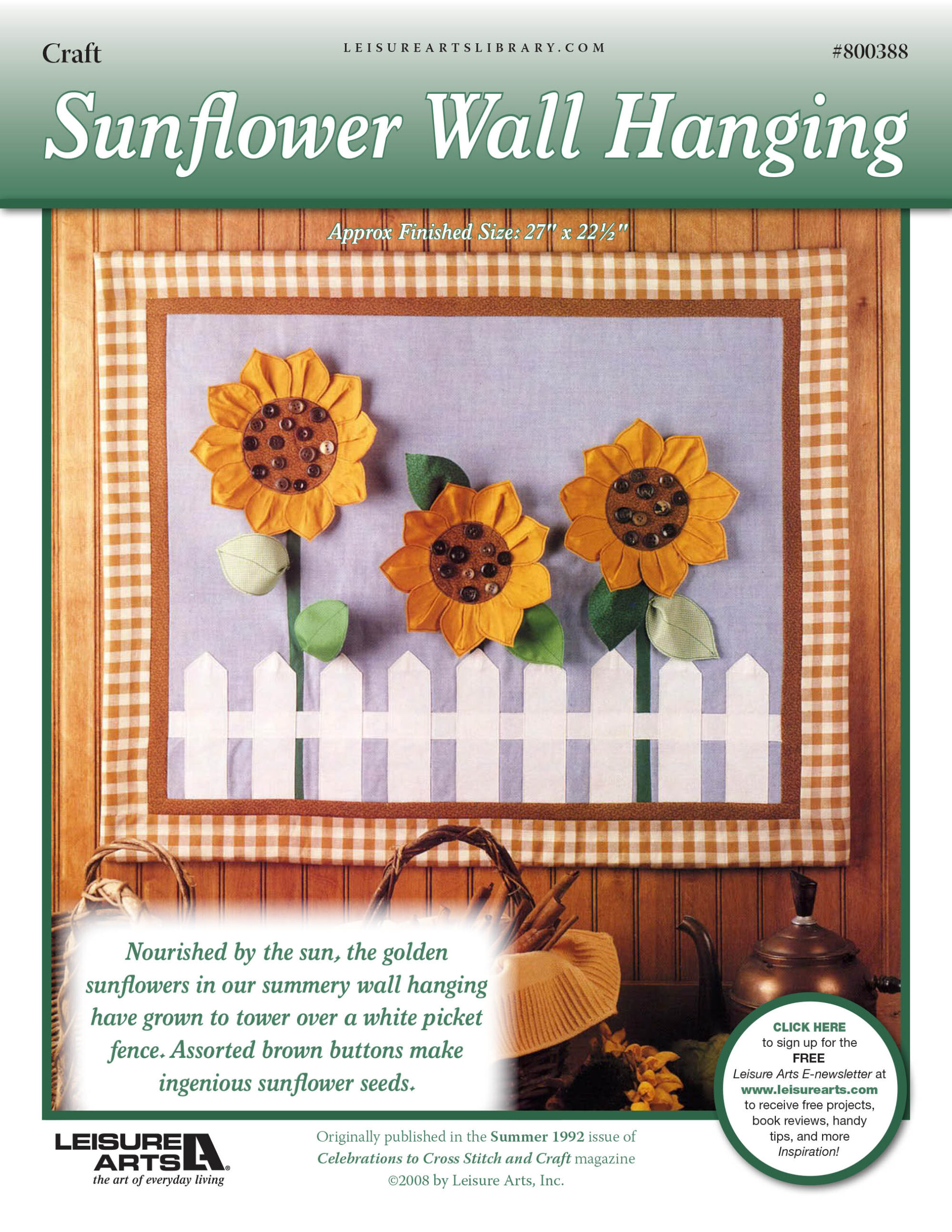 Leisure Arts Sunflower Wall Hanging ePattern