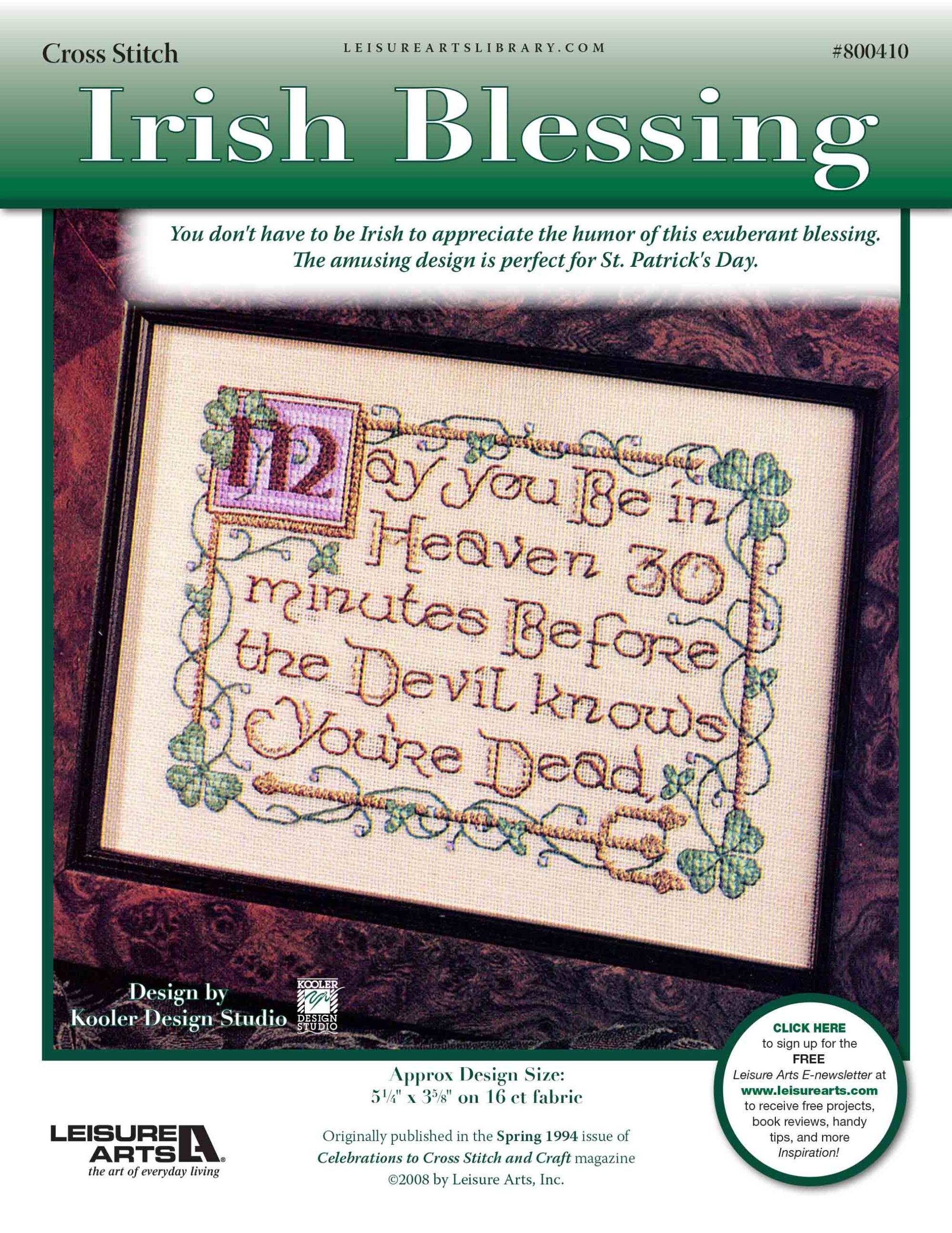 Leisure Arts Irish Blessing Cross Stitch ePattern