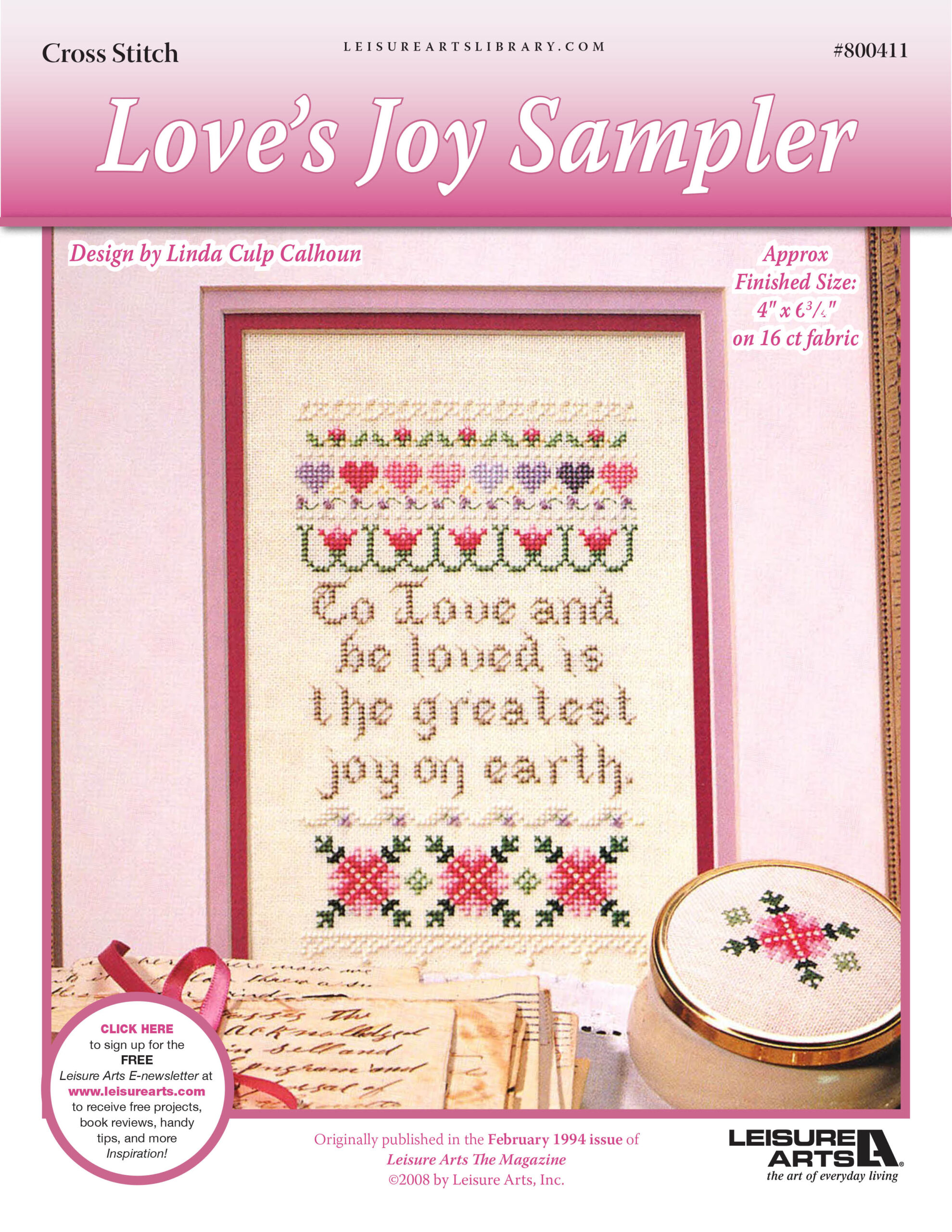 Leisure Arts Loves Joy Sampler Cross Stitch ePattern