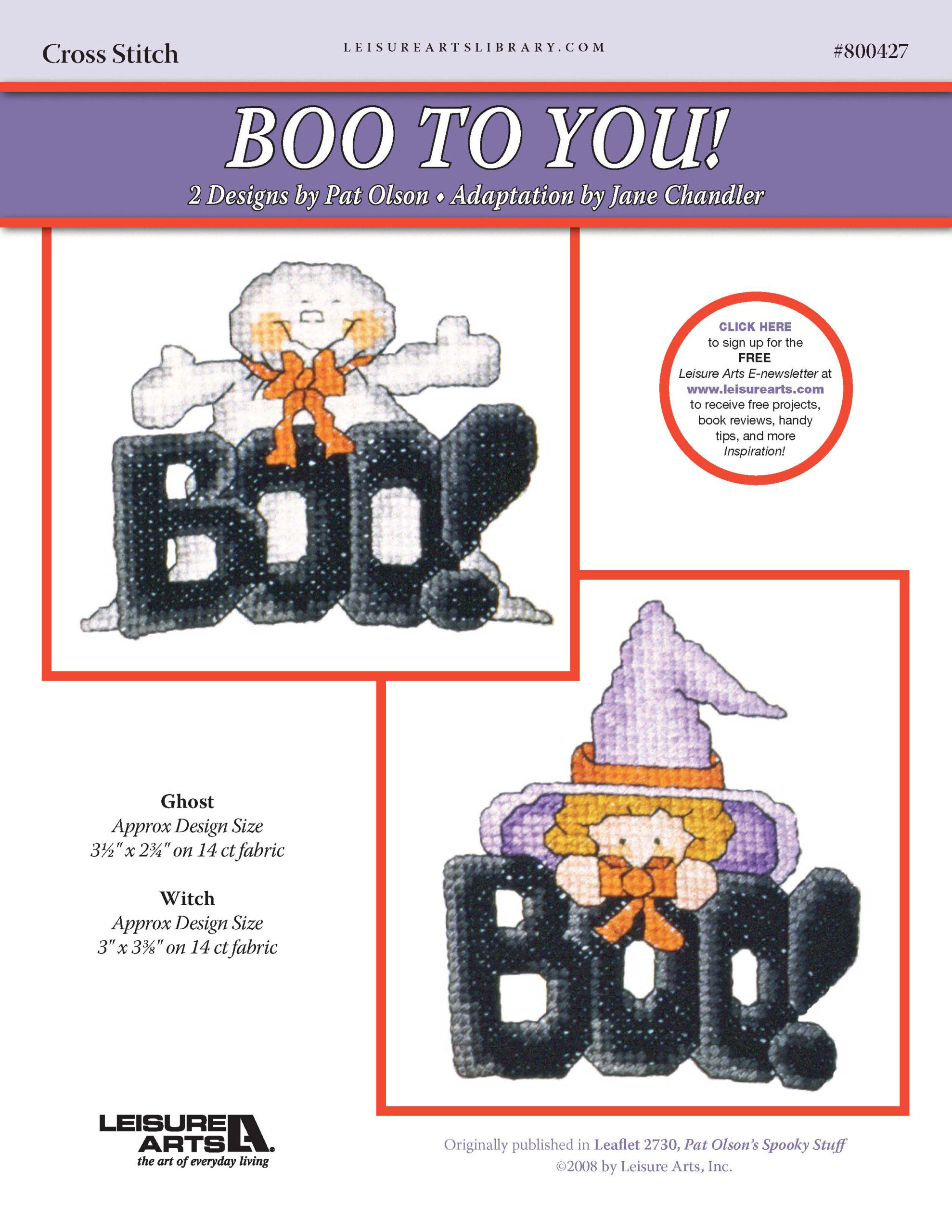 Leisure Arts Pat Olsens Spooky Stuff Boo To You Cross Stitch ePattern