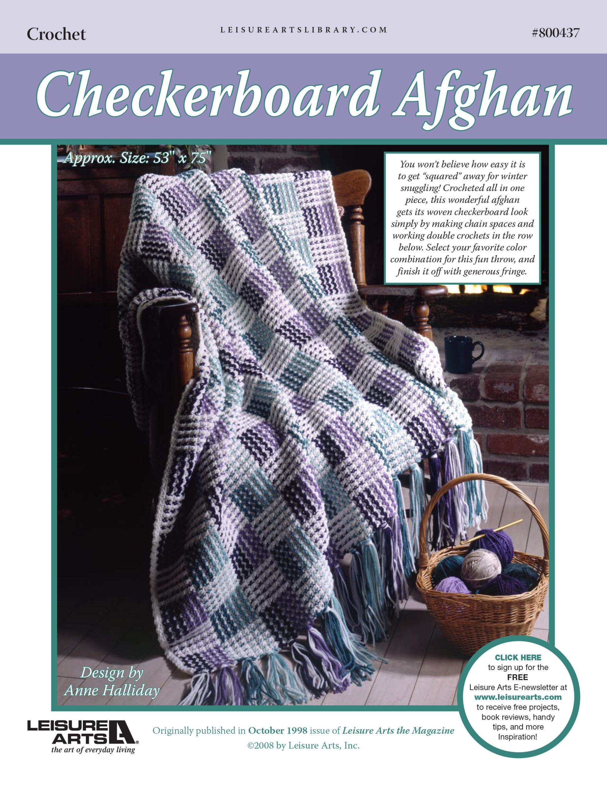 Leisure Arts Checkerboard Afghan Crochet ePattern