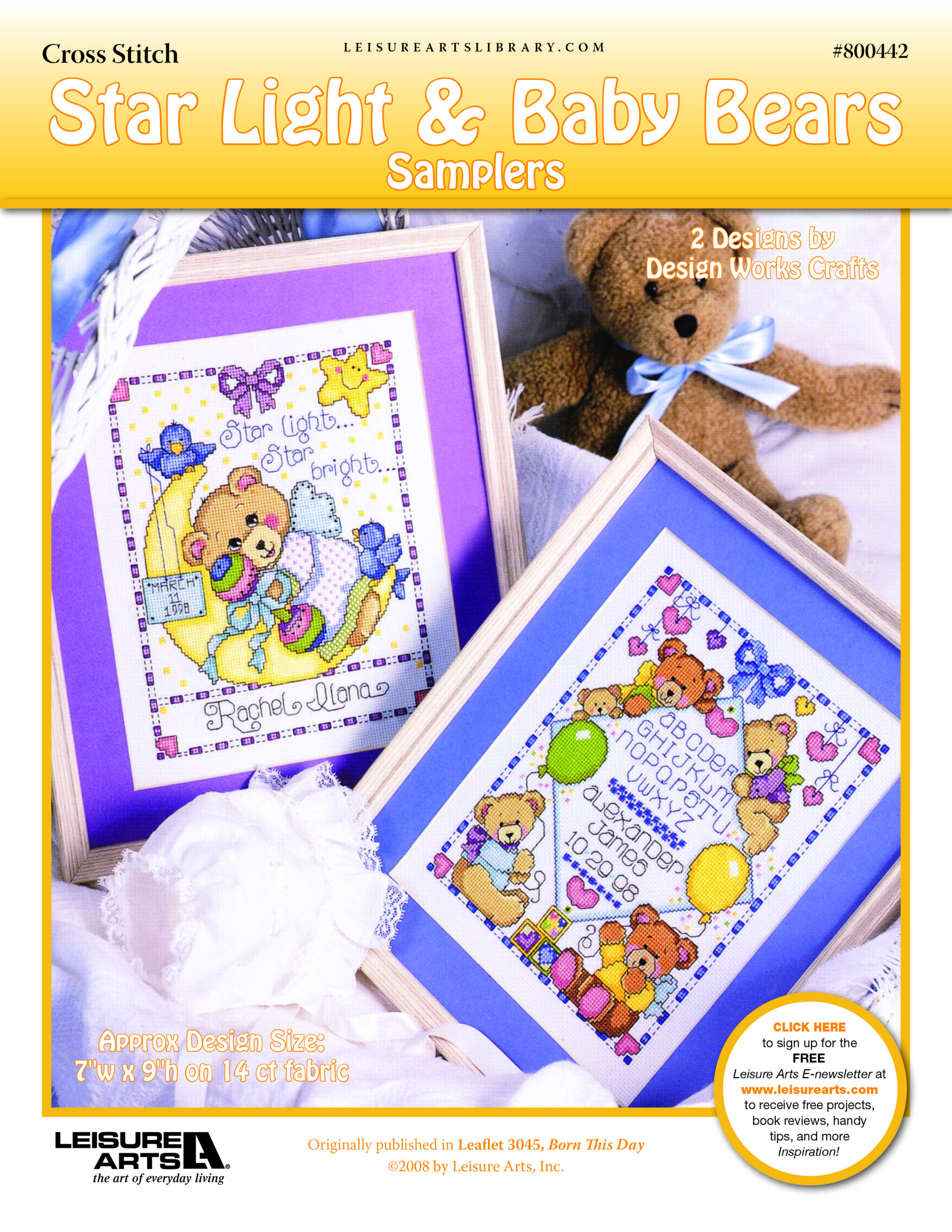 Leisure Arts Born This Day Star Light And Baby Bear Samplers Cross Stitch ePattern