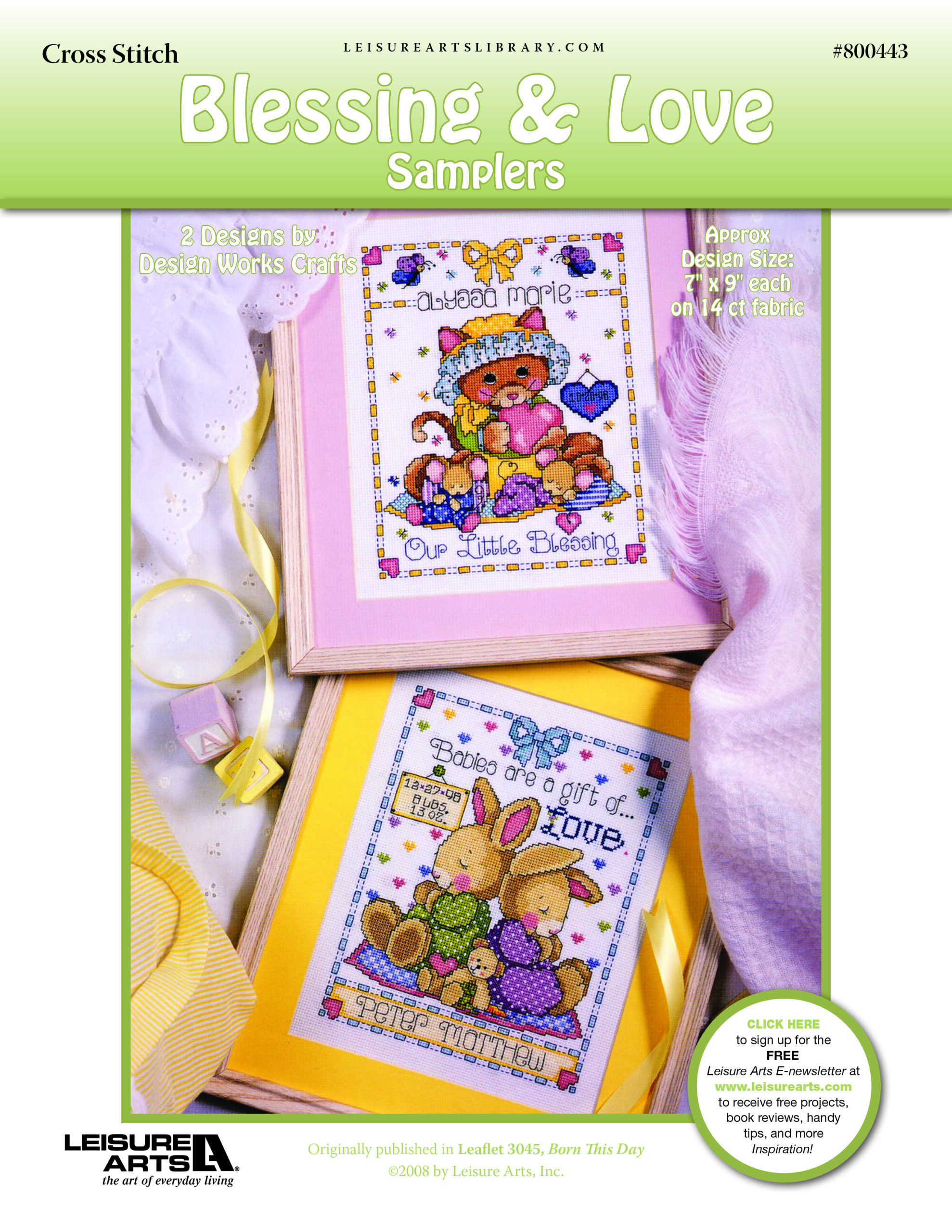 Leisure Arts Born This Day Blessings Love Samplers Cross Stitch ePattern