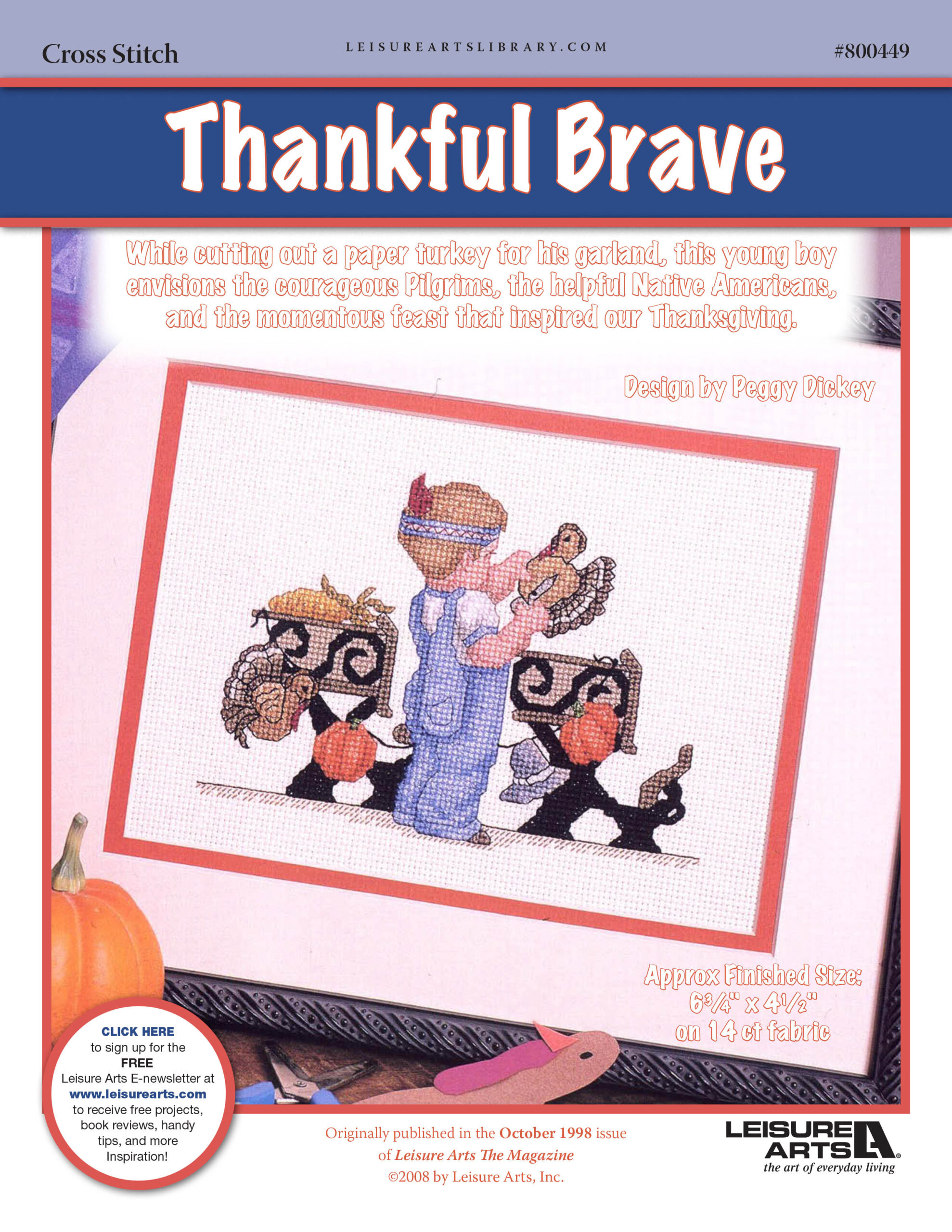 Leisure Arts School Desk Thankful Brave Cross Stitch ePattern