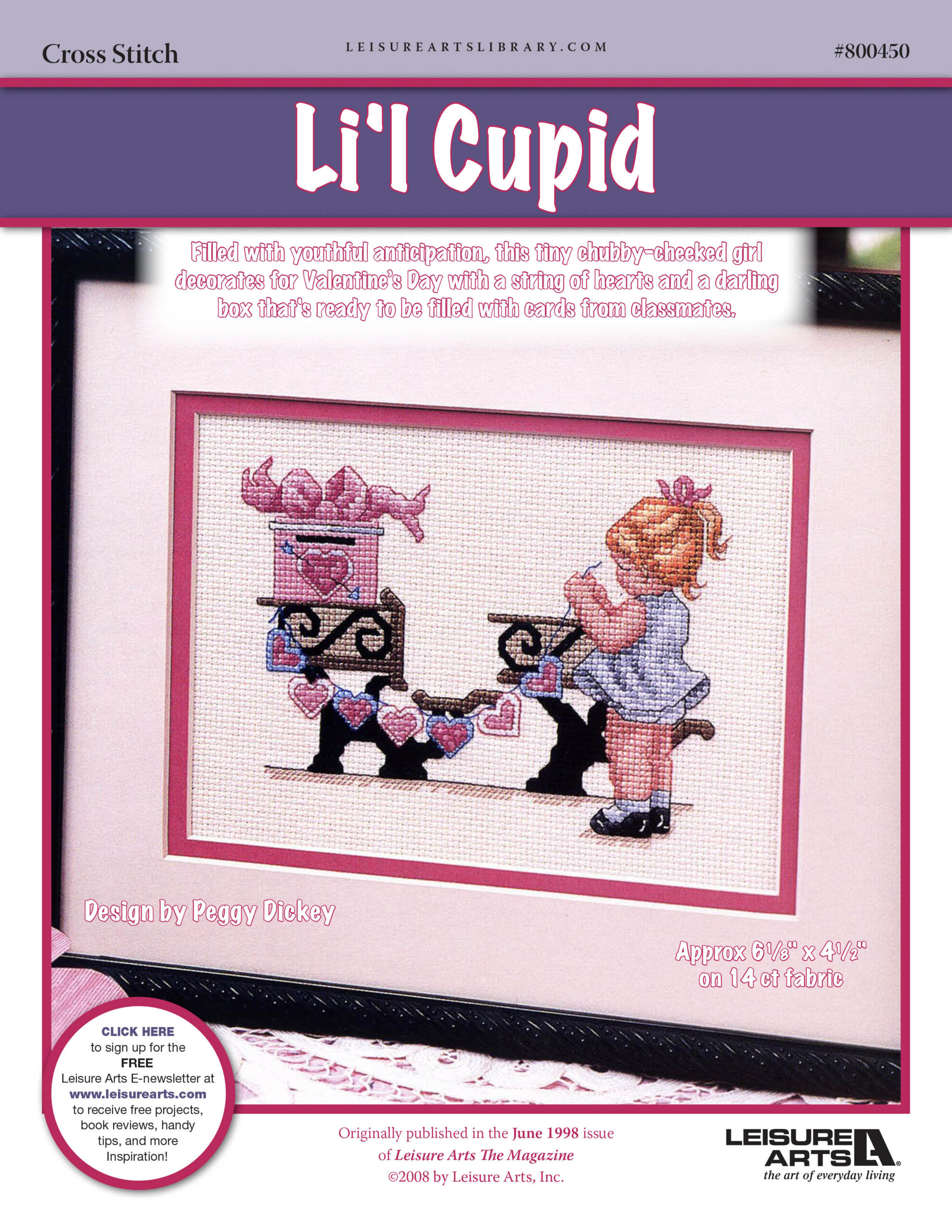 Leisure Arts School Desk Lil Cupid Cross Stitch ePattern