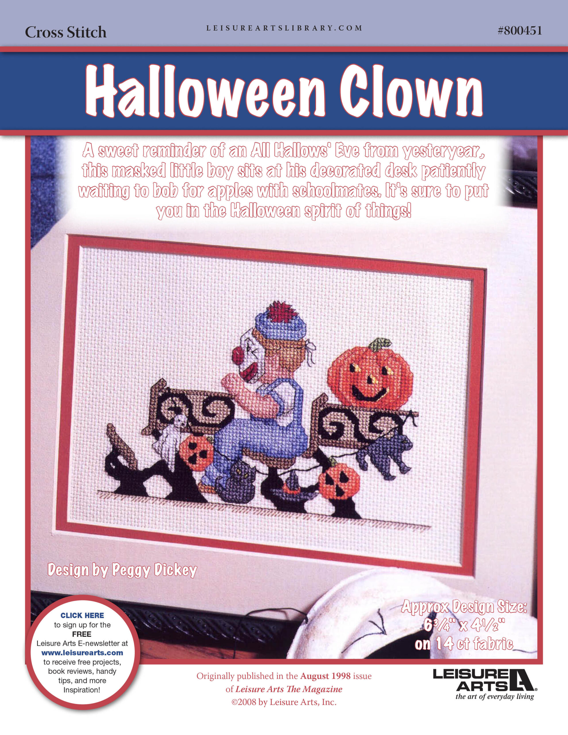Leisure Arts School Desk Halloween Clown Cross Stitch ePattern