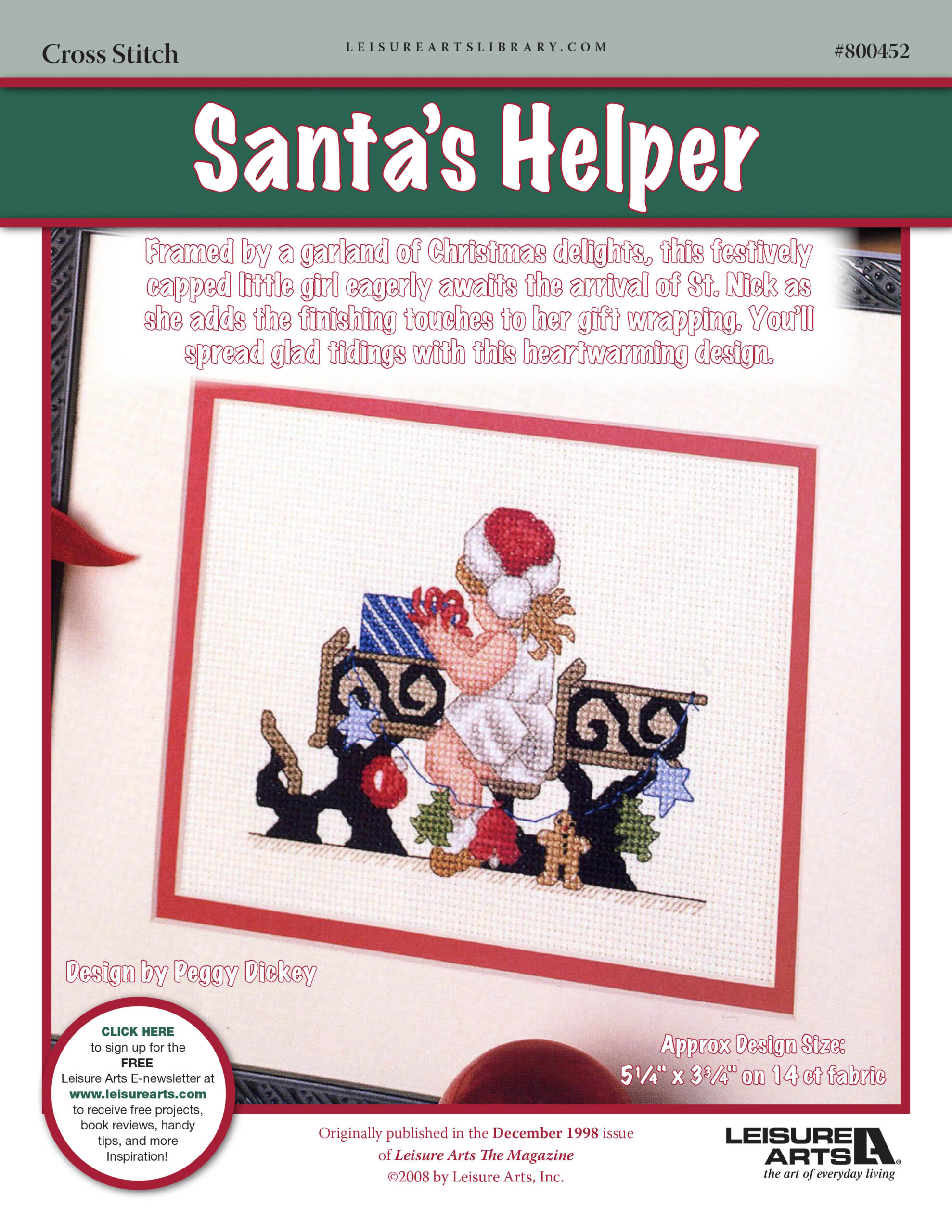 Leisure Arts School Desk Santas Helper Cross Stitch ePattern