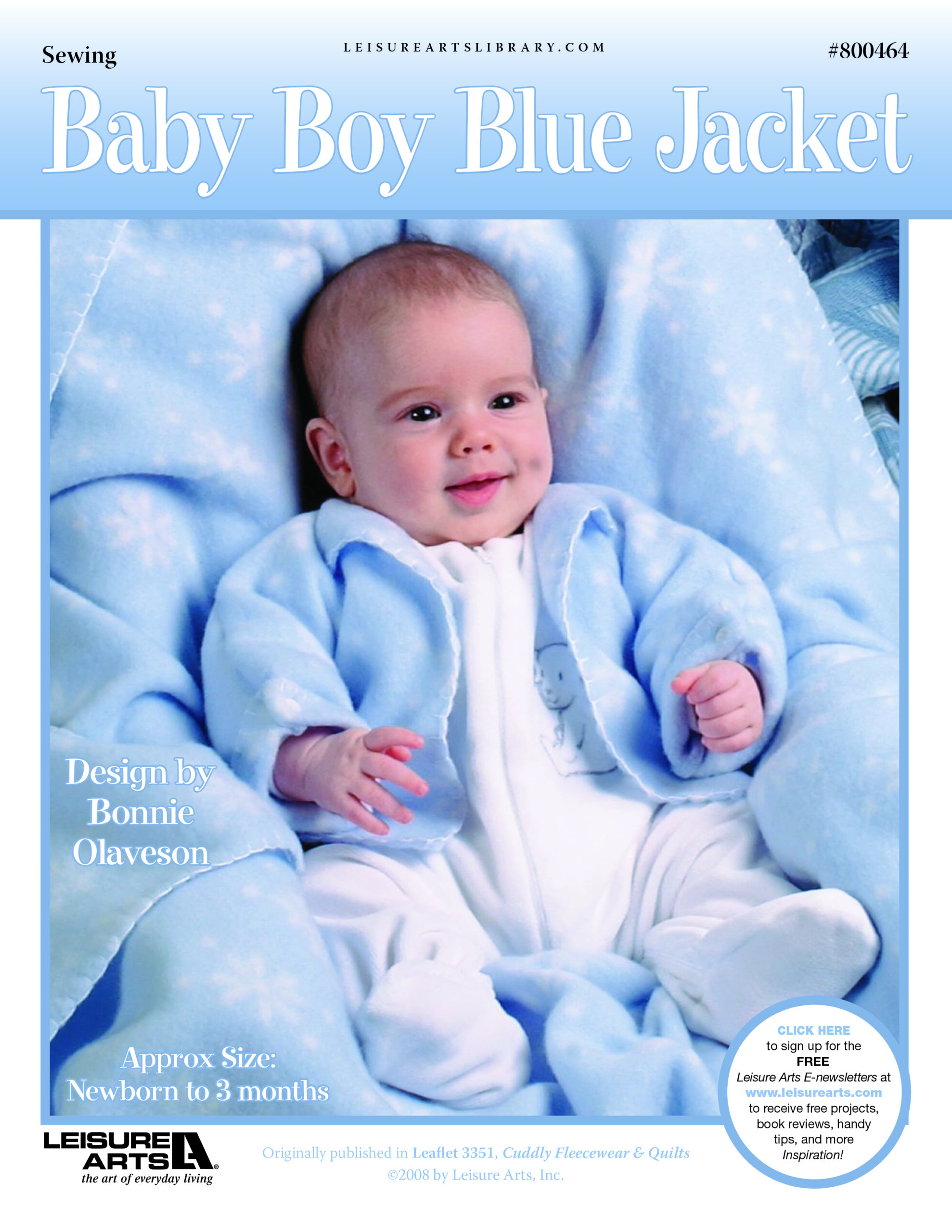 Leisure Arts Cuddly Fleecewear Baby Boy Blue Jacket ePattern
