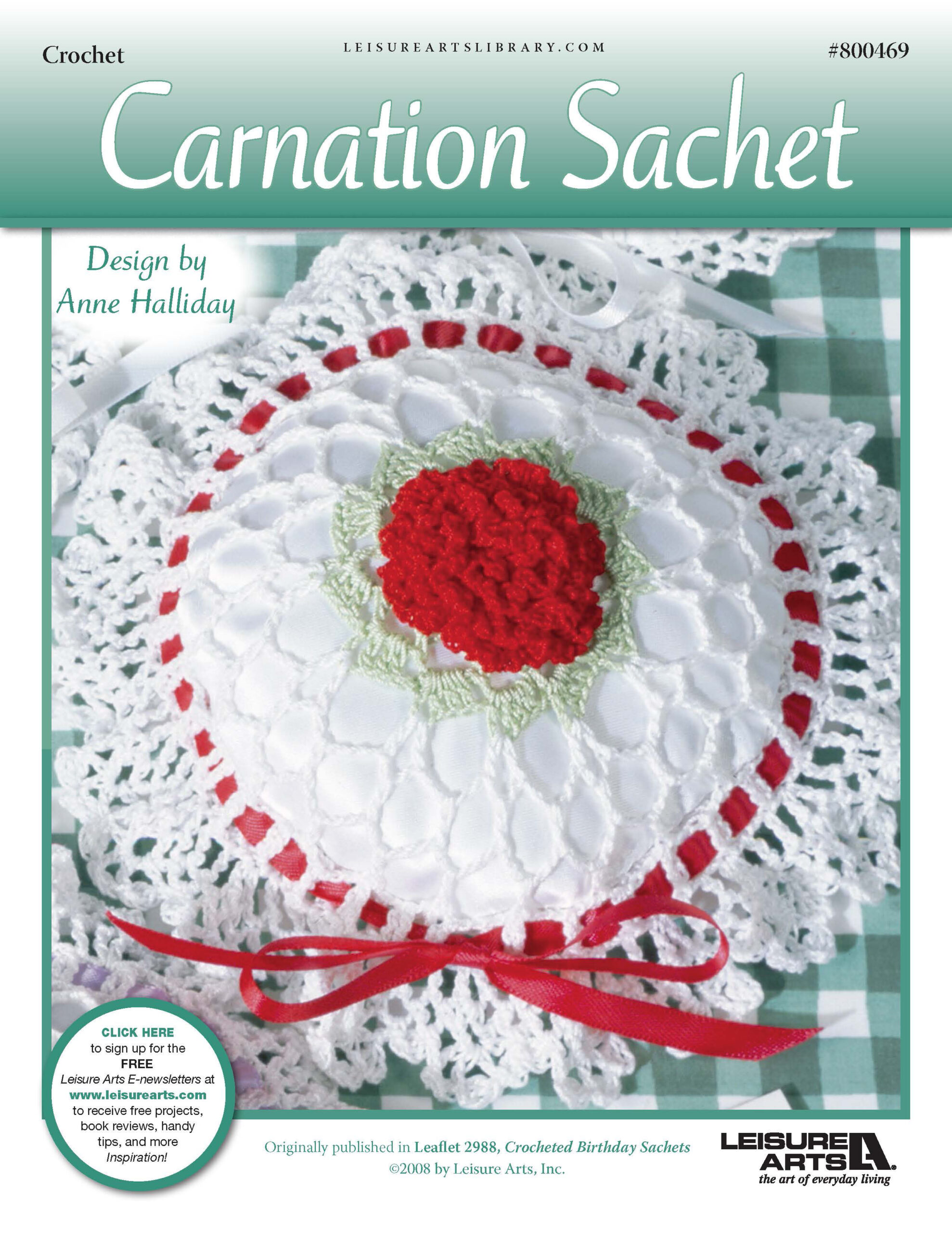 Leisure Arts Crocheted Birthday Sachets Carnation ePattern