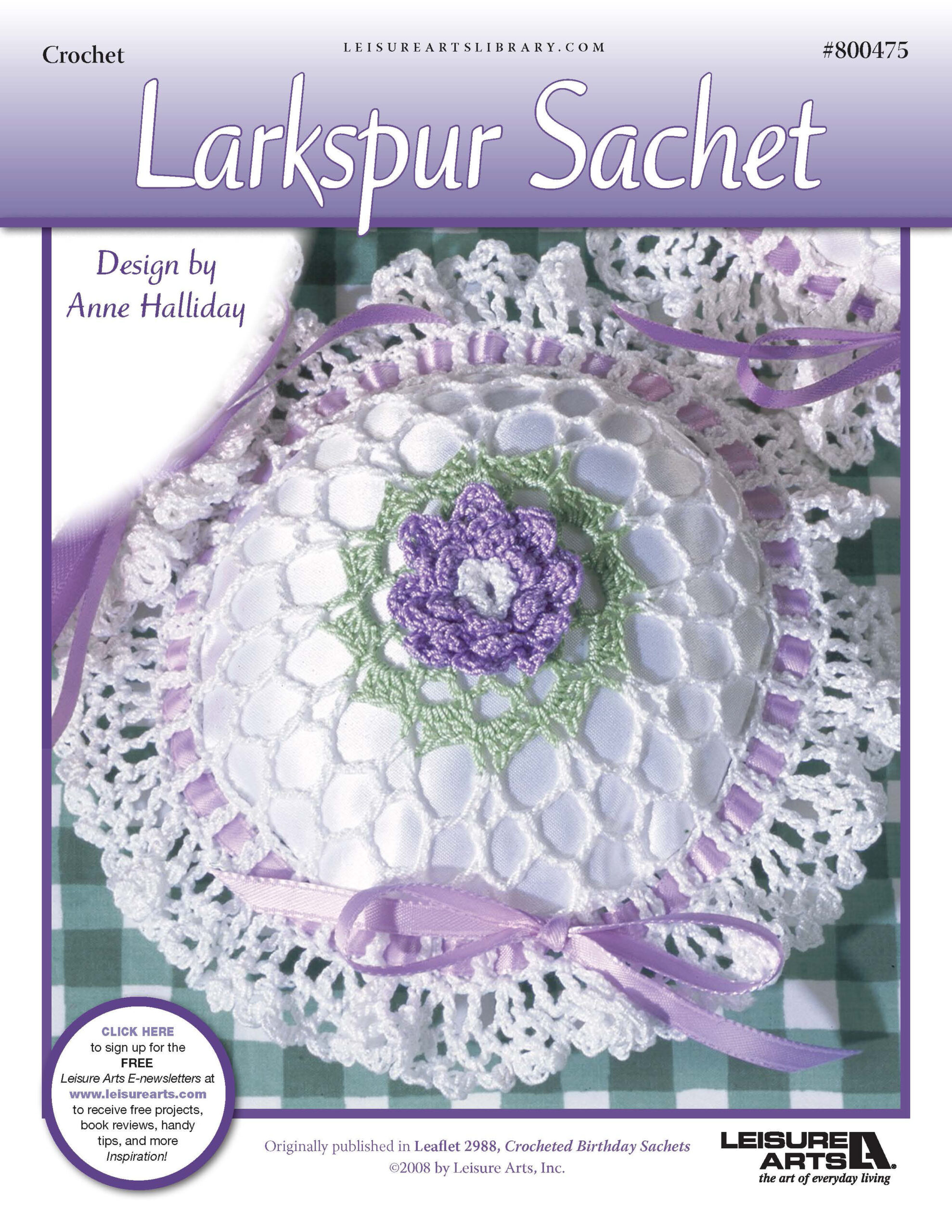 Leisure Arts Crocheted Birthday Sachets Larkspur ePattern