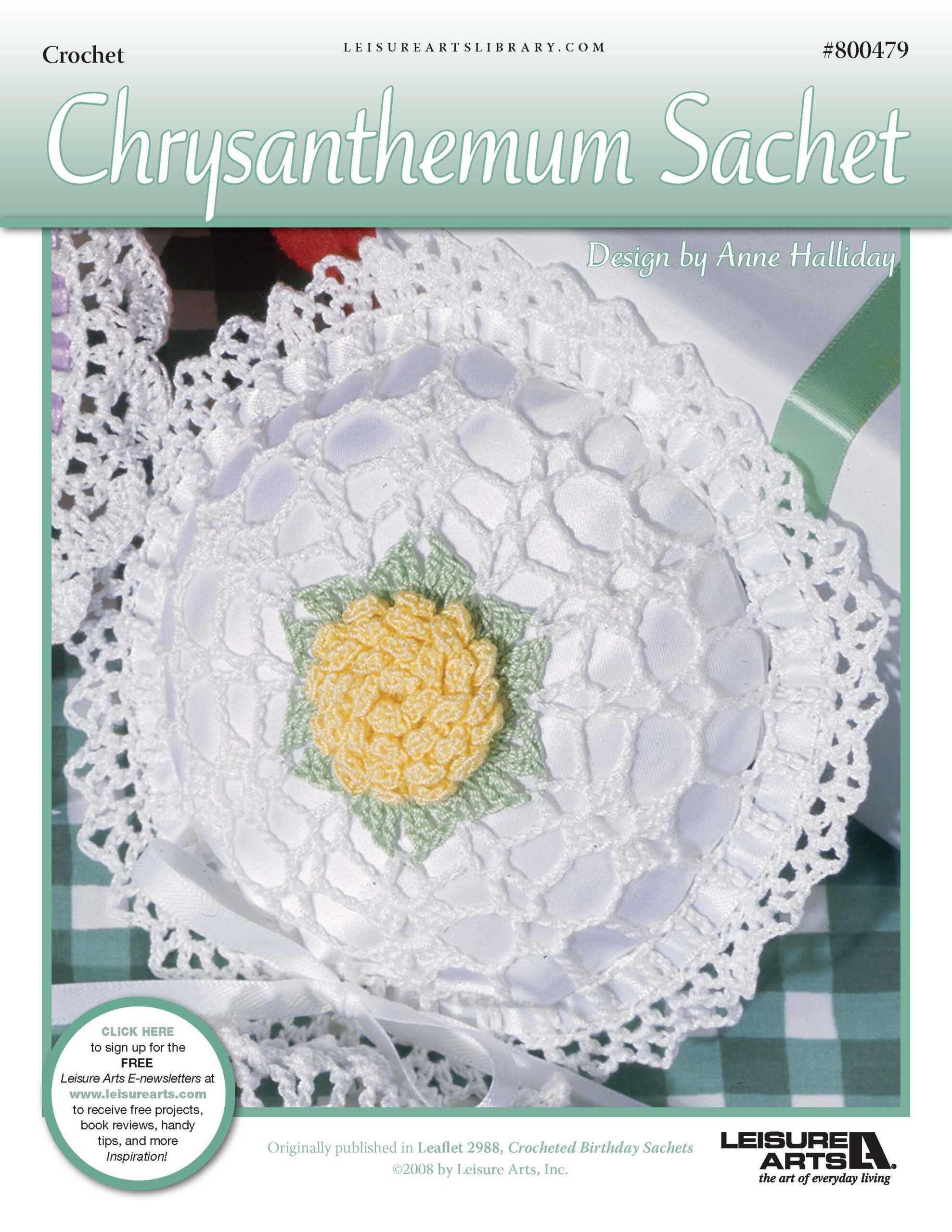 Leisure Arts Crocheted Birthday Sachets Chrysanthemum ePattern