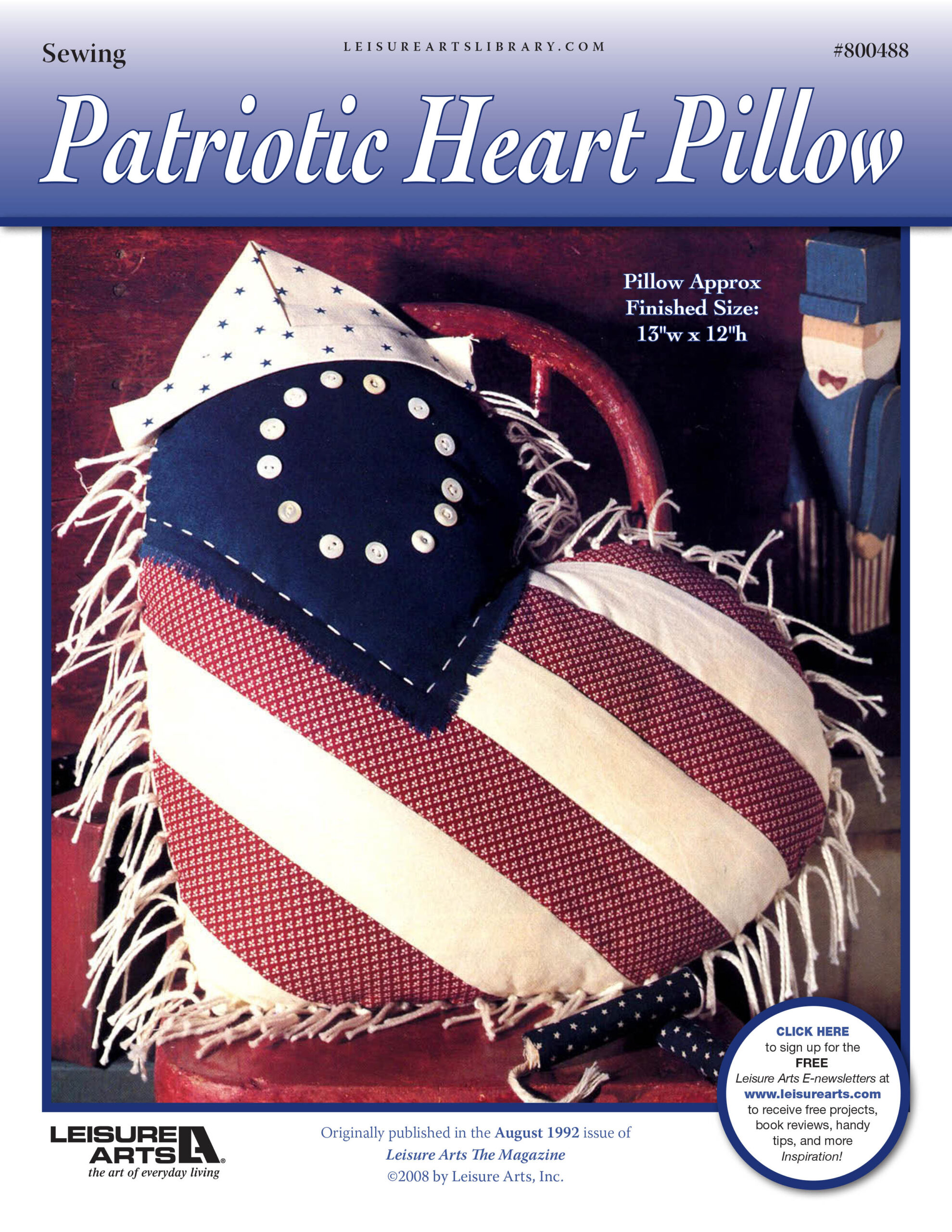 Leisure Arts Patriotic Heart Pillow Quilt ePattern