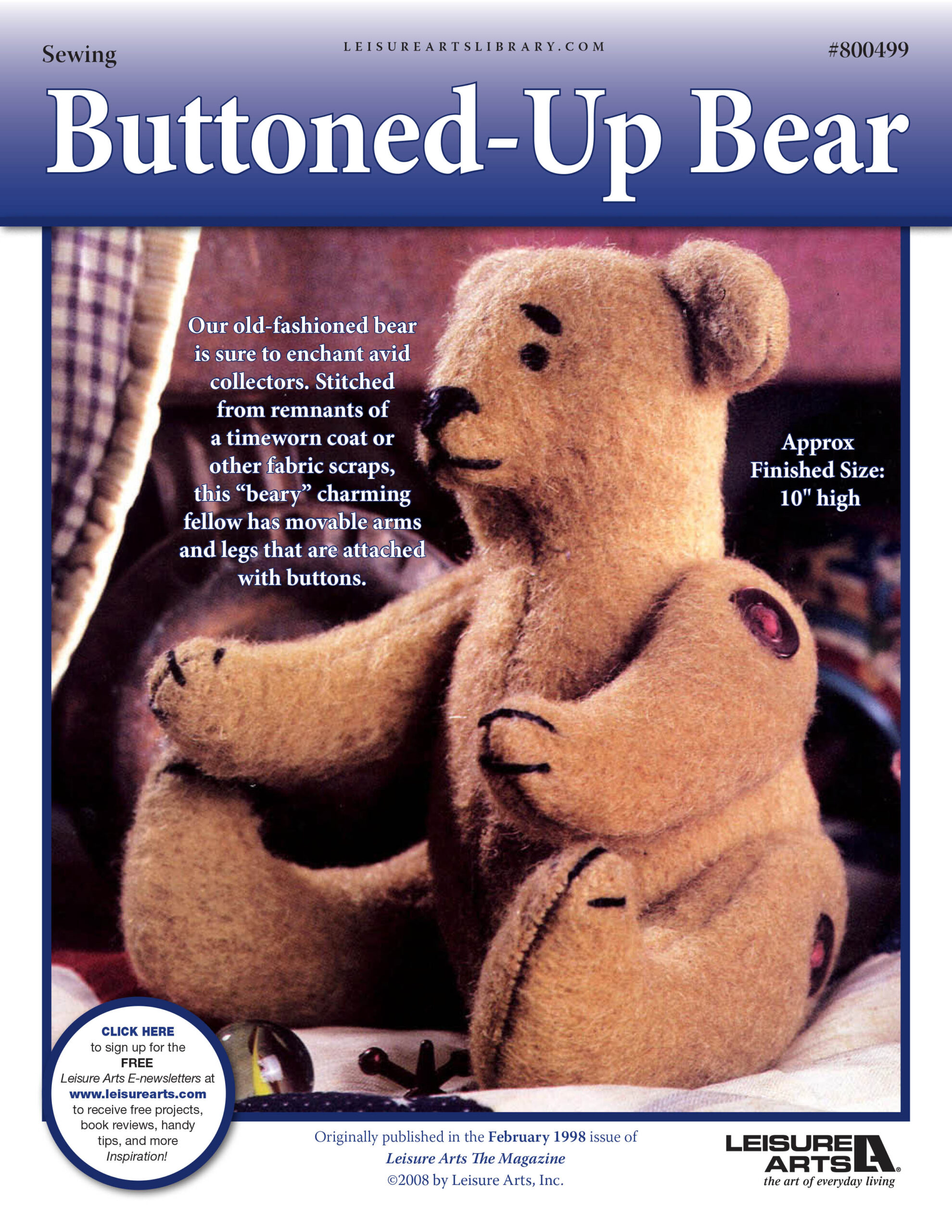 Leisure Arts ButtonedUp Bear Sewing ePattern