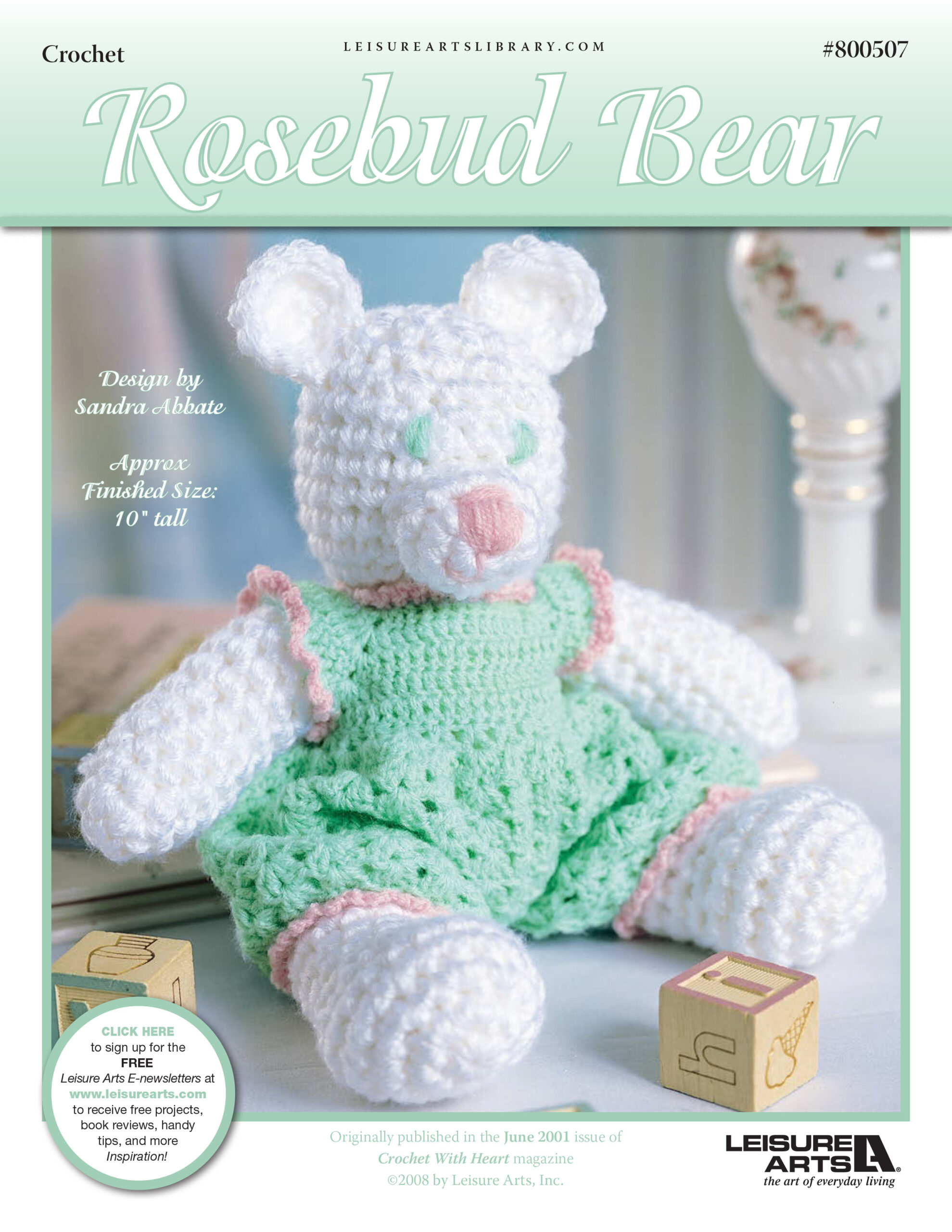 Leisure Arts Crochet With Heart Rosebud Bear ePattern
