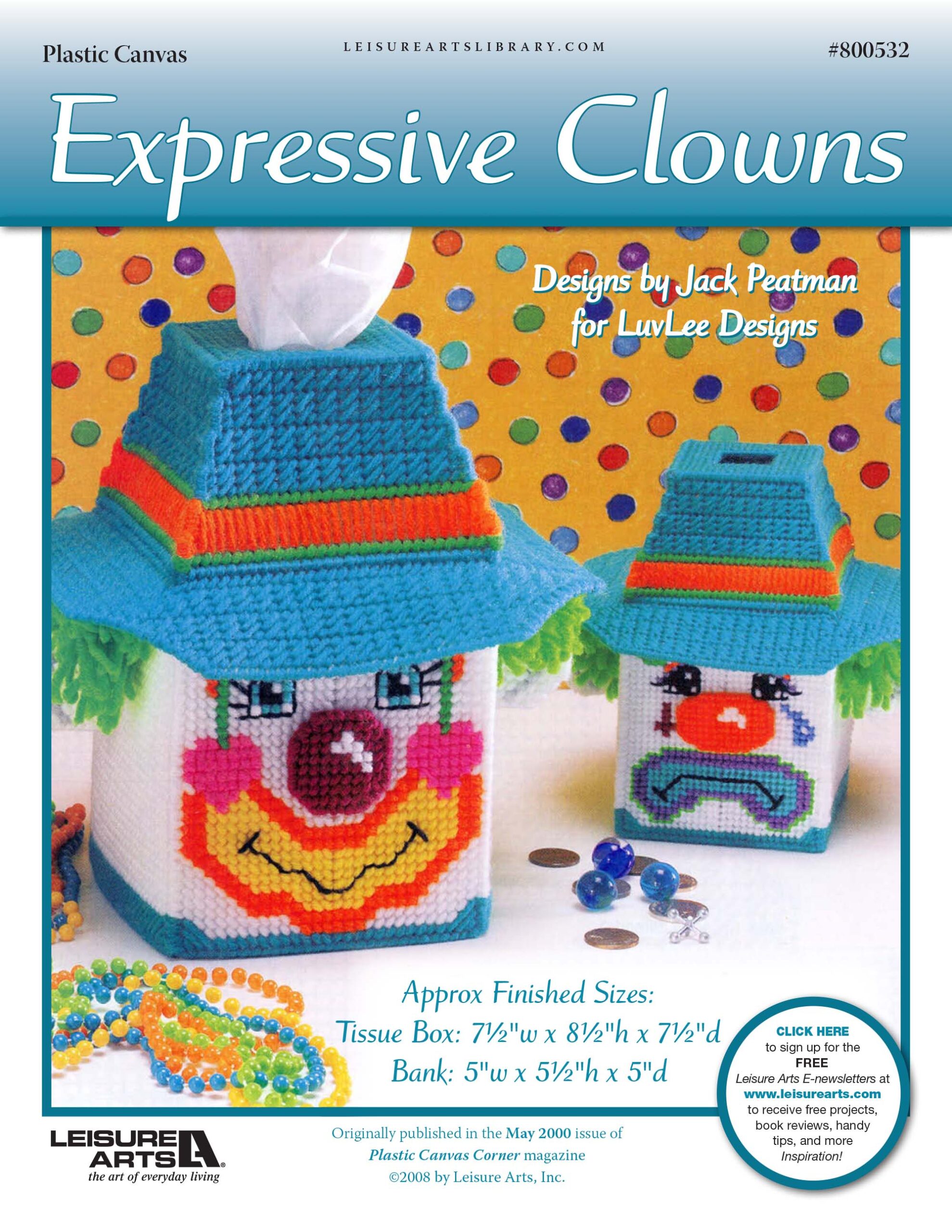 Leisure Arts Expressive Clowns Plastic Canvas ePattern