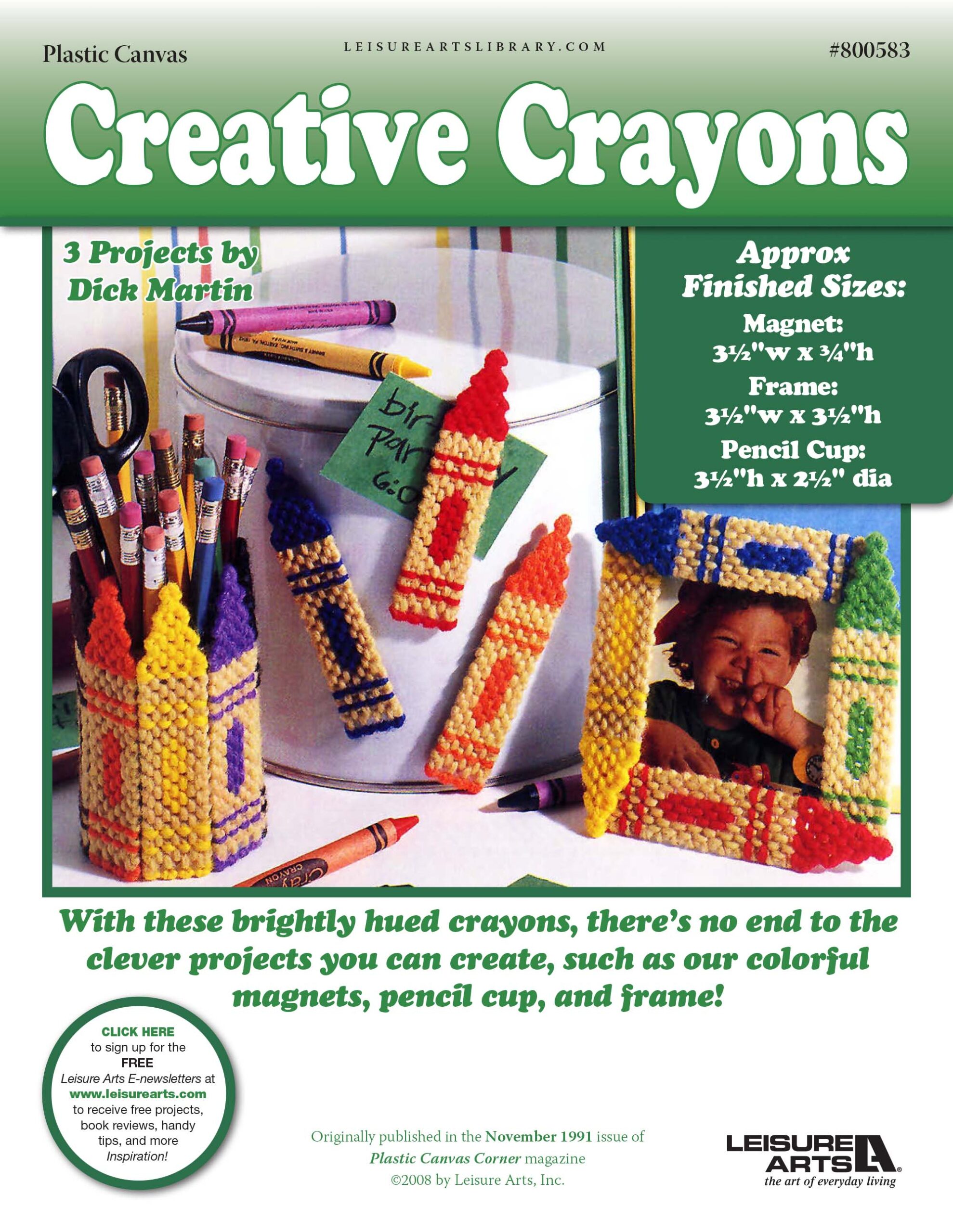 Leisure Arts Creative Crayons Set Plastic Canvas ePattern