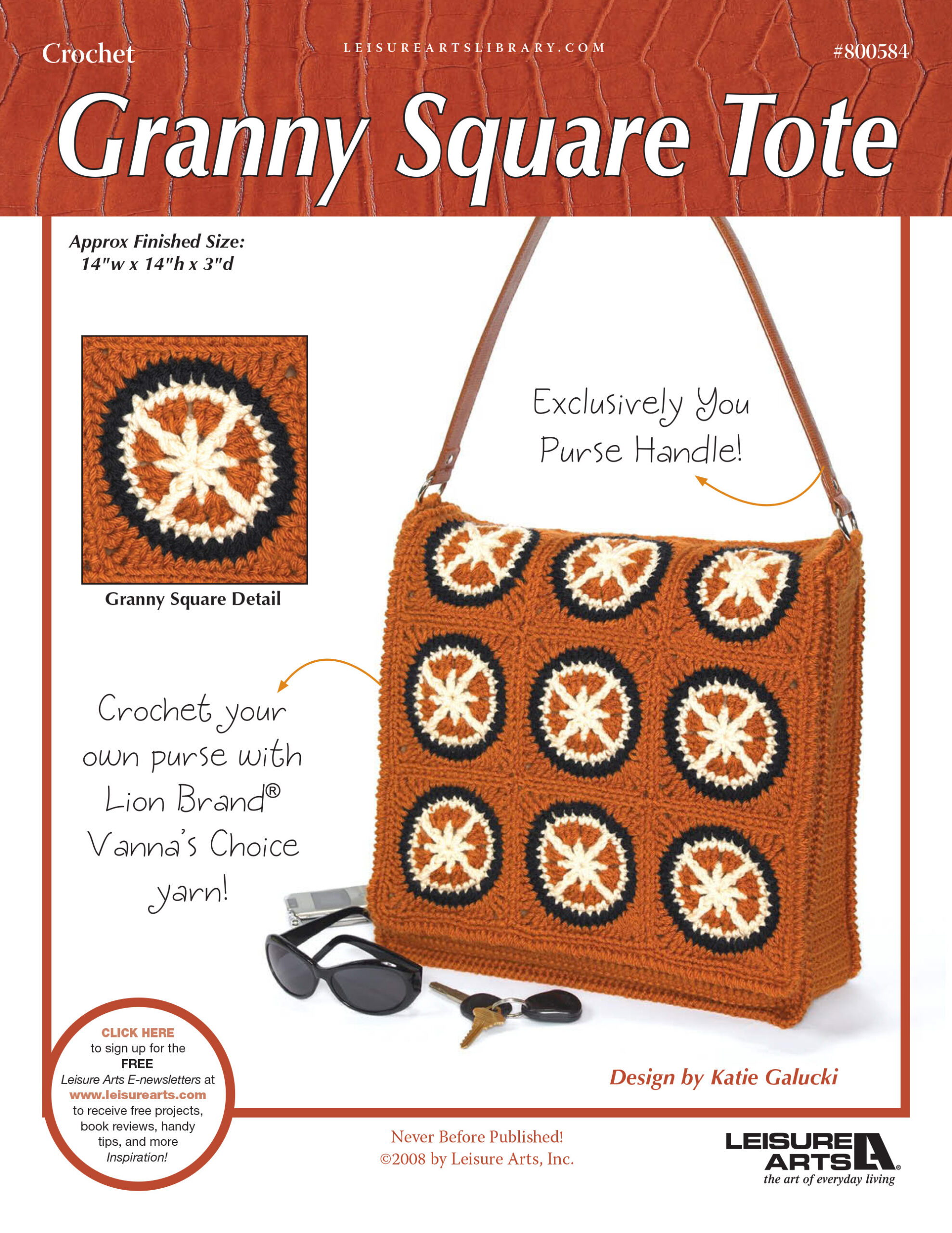 Leisure Arts Granny Square Tote Crochet ePattern