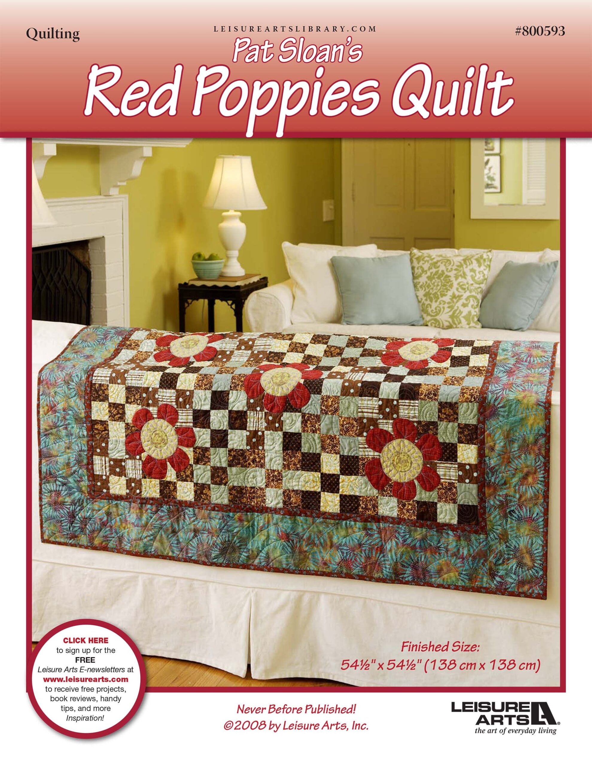 Leisure Arts Red Poppies Quilt ePattern