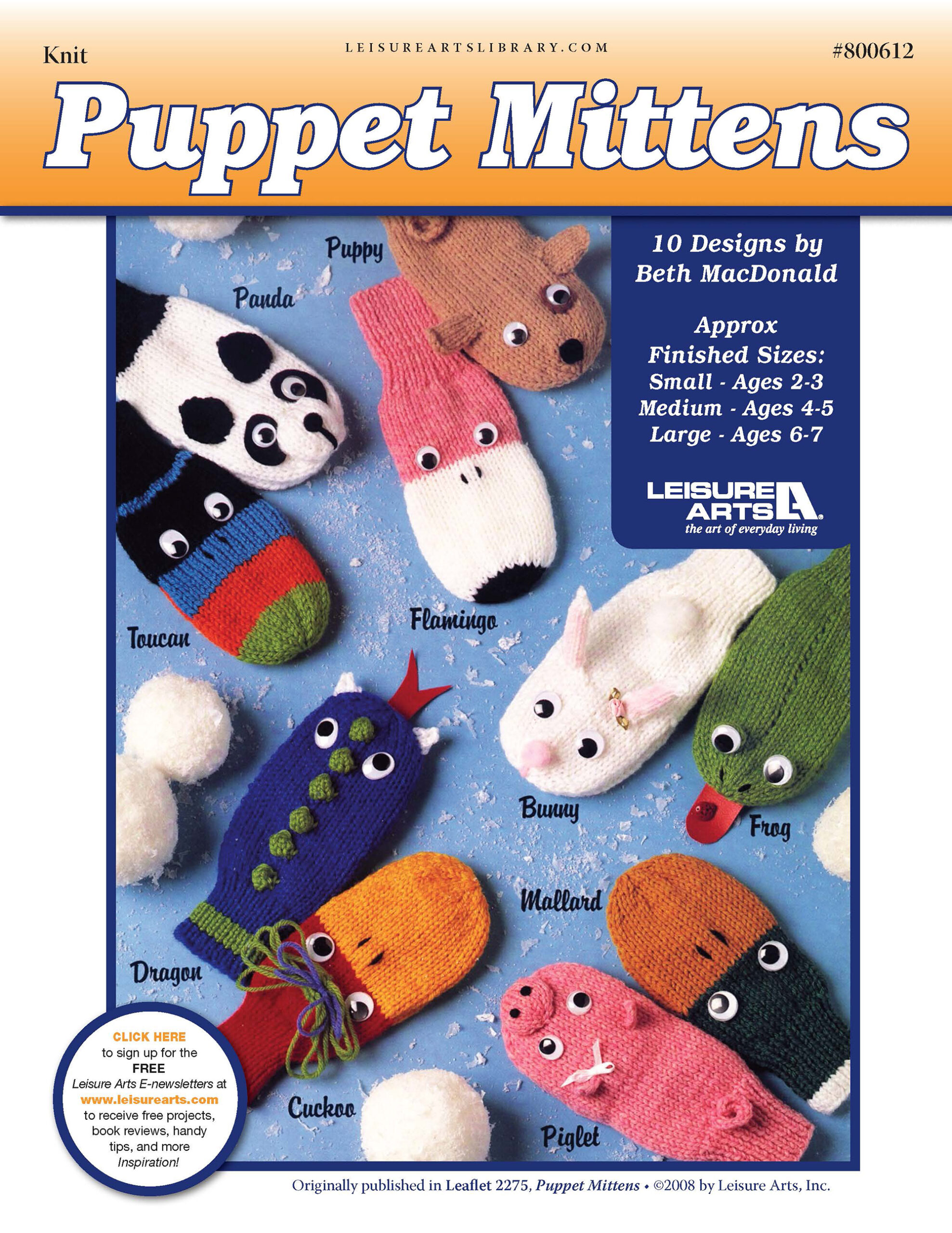 Leisure Arts Puppet Mittens Knit ePattern