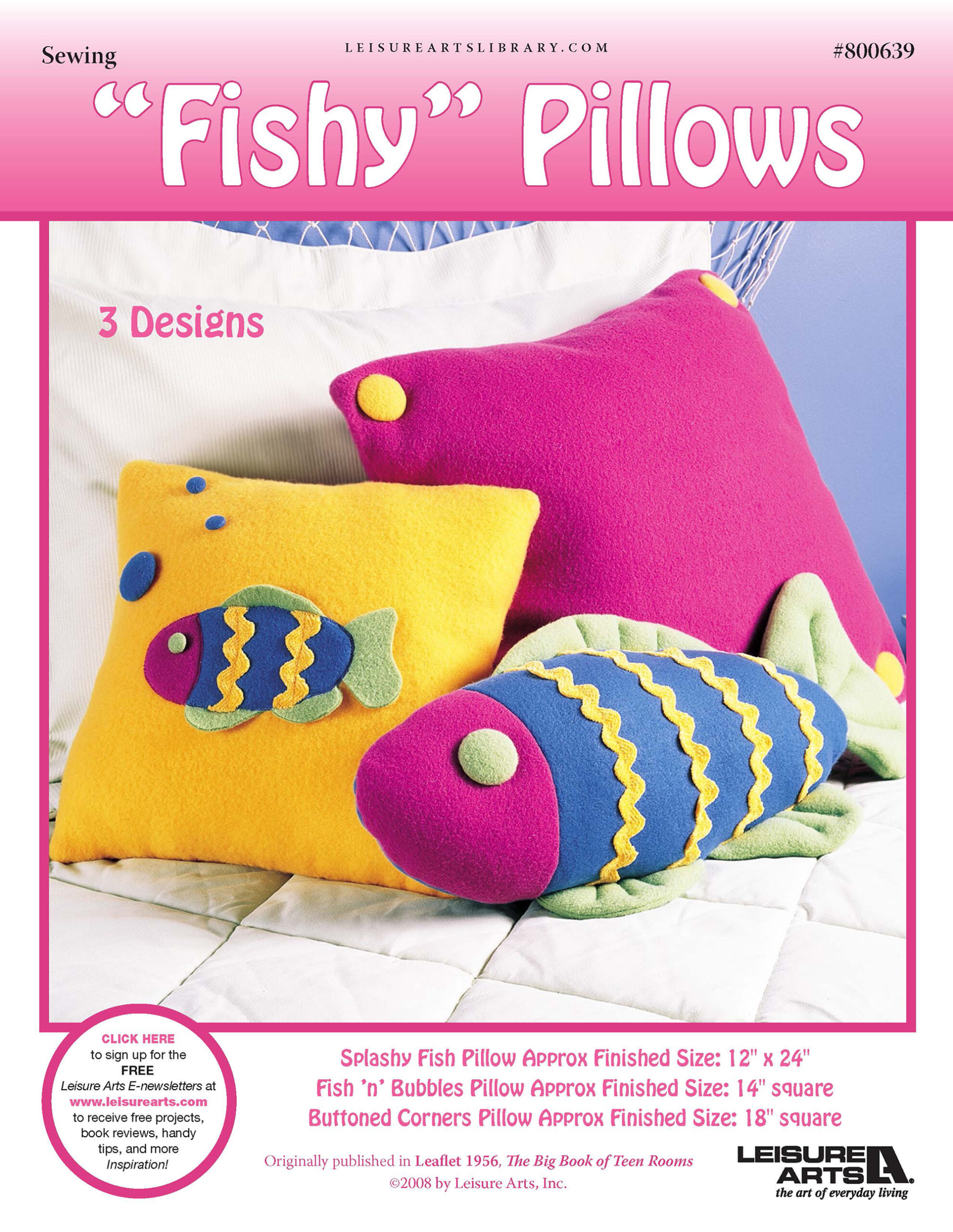 Leisure Arts The Big Book Of Teen Rooms Fishy Pillows Sewing ePattern