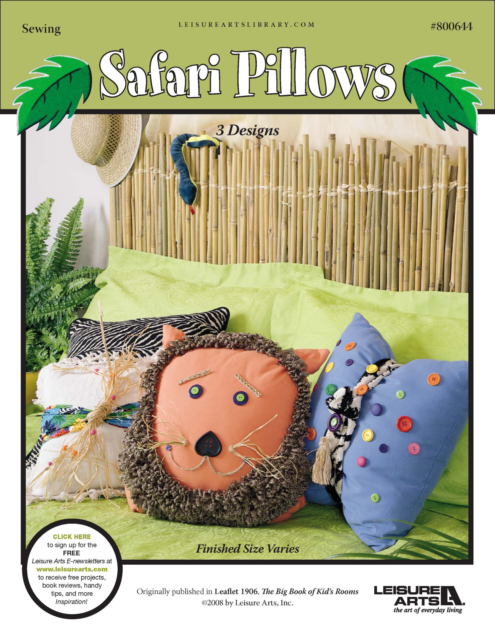 Leisure Arts The Big Book Of Kids Rooms Safari Pillows Sewing ePattern