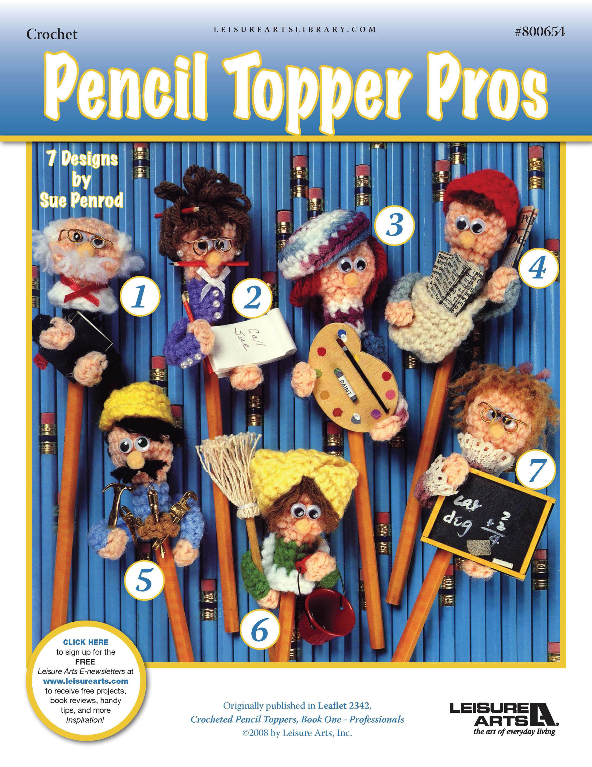 Leisure Arts Pencil Topper Pros Crochet ePattern