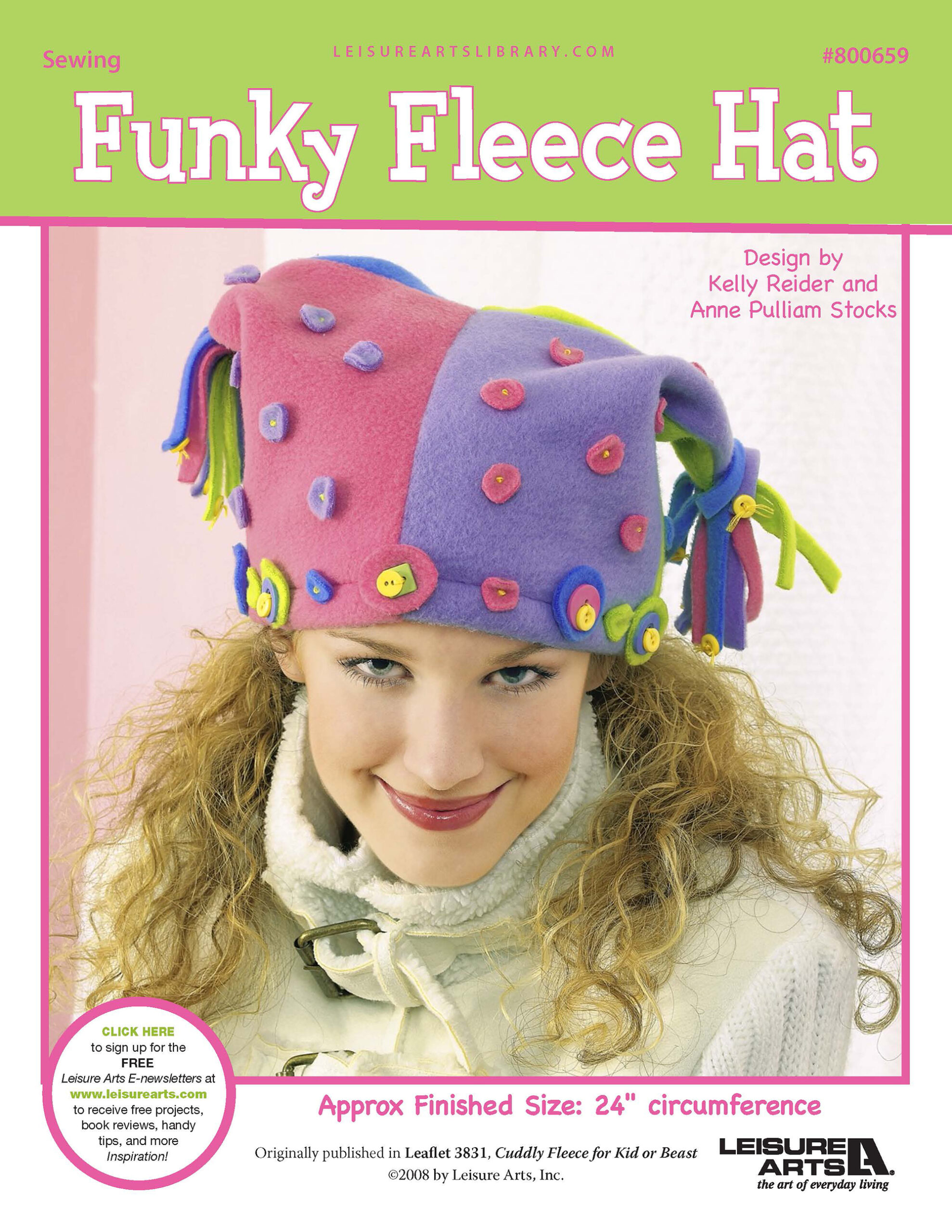 Leisure Arts Cuddly Fleece For Kid Or Beast Funky Fleece Hat Sewing ePattern