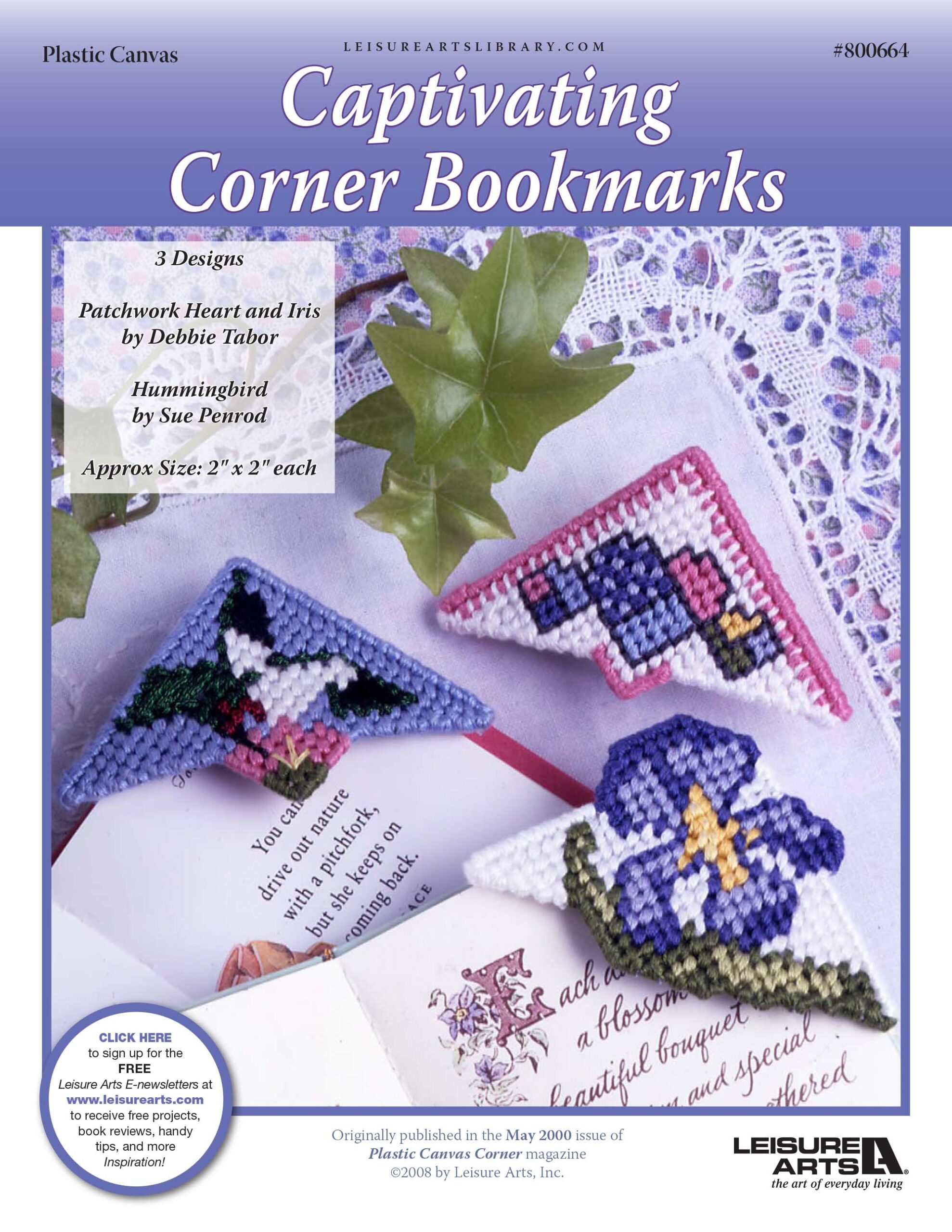 Leisure Arts Captivating Corner Bookmarks Plastic Canvas ePattern