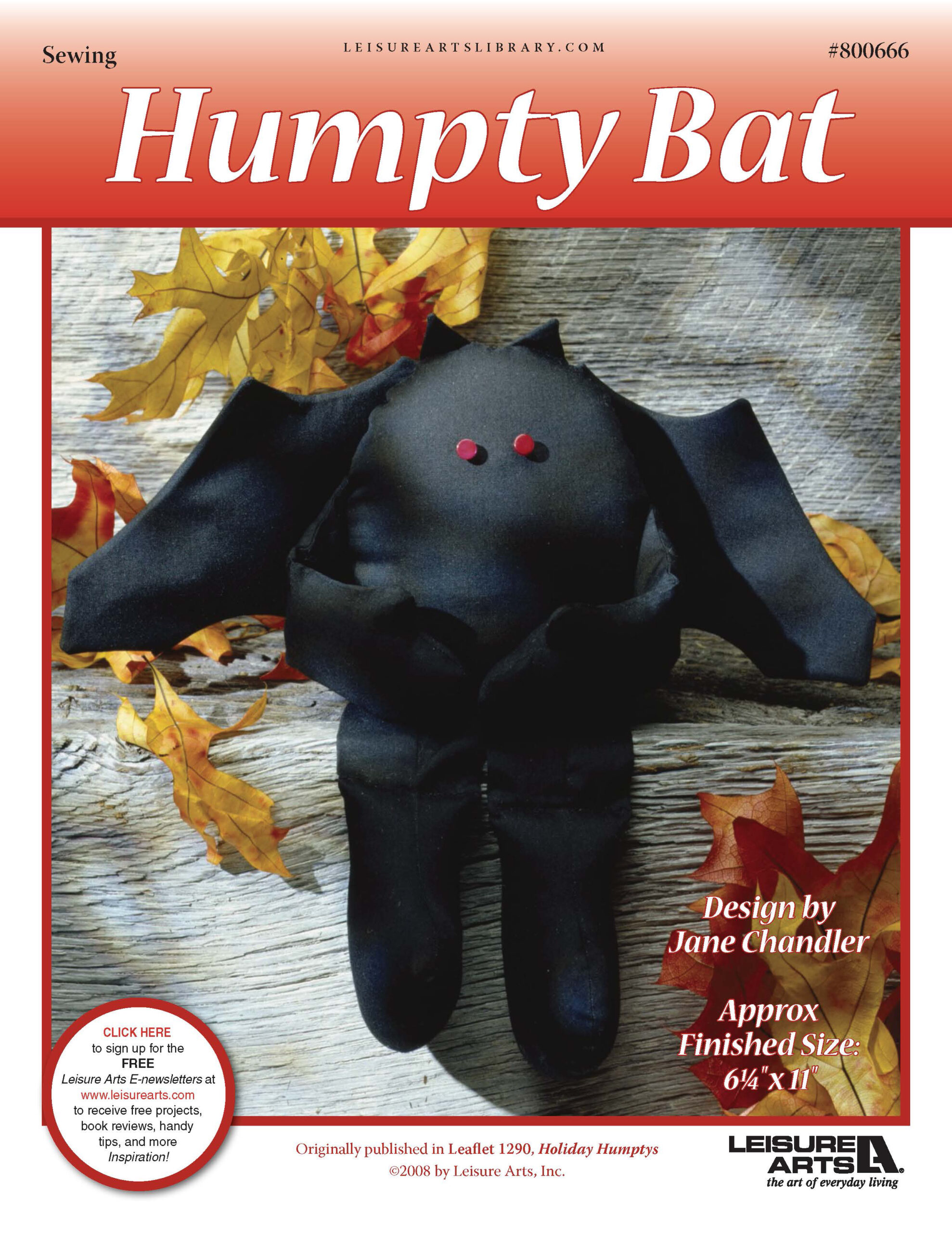 Leisure Arts Holiday Humptys Humpty Bat Sewing ePattern
