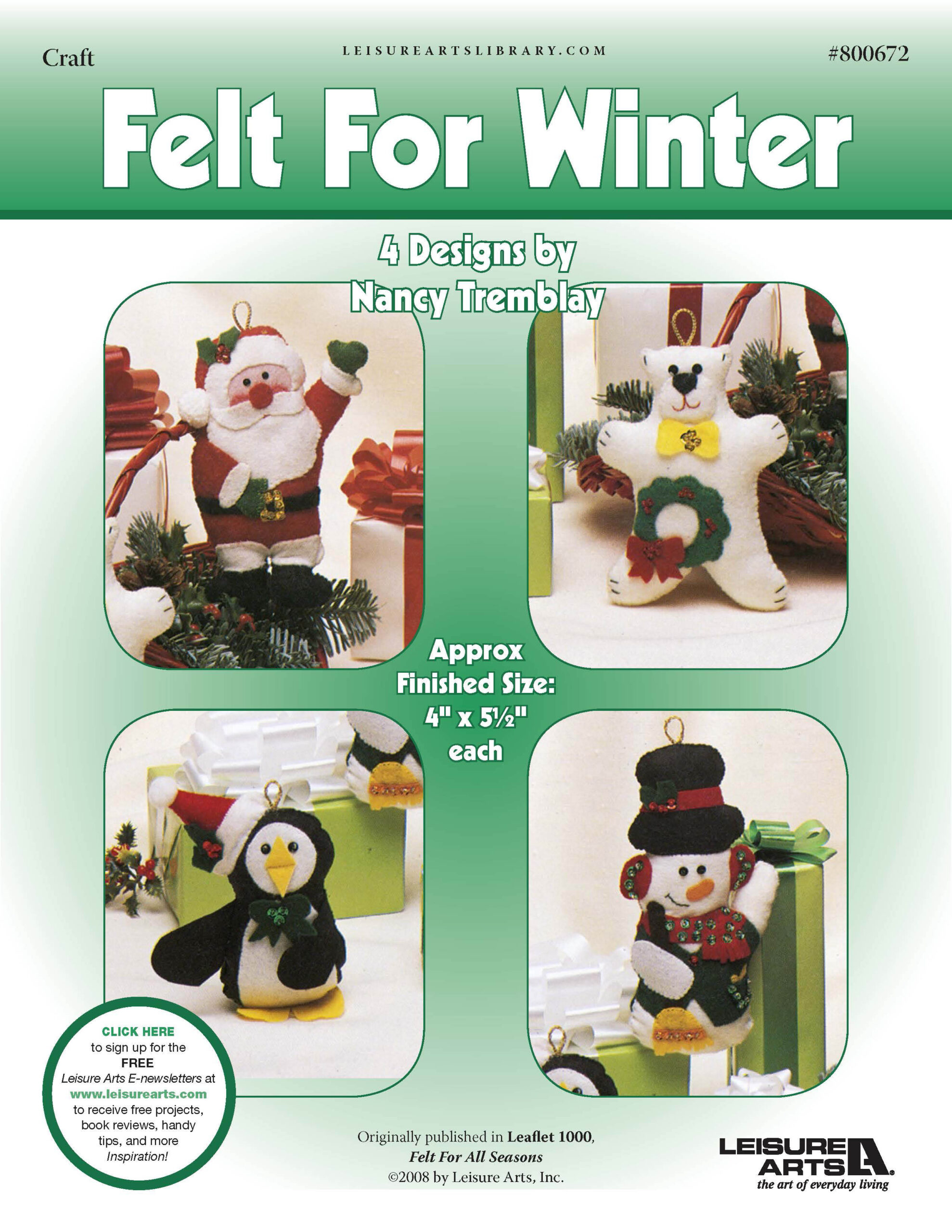 Leisure Arts Felt For All Seasons Felt For Winter Sewing ePattern