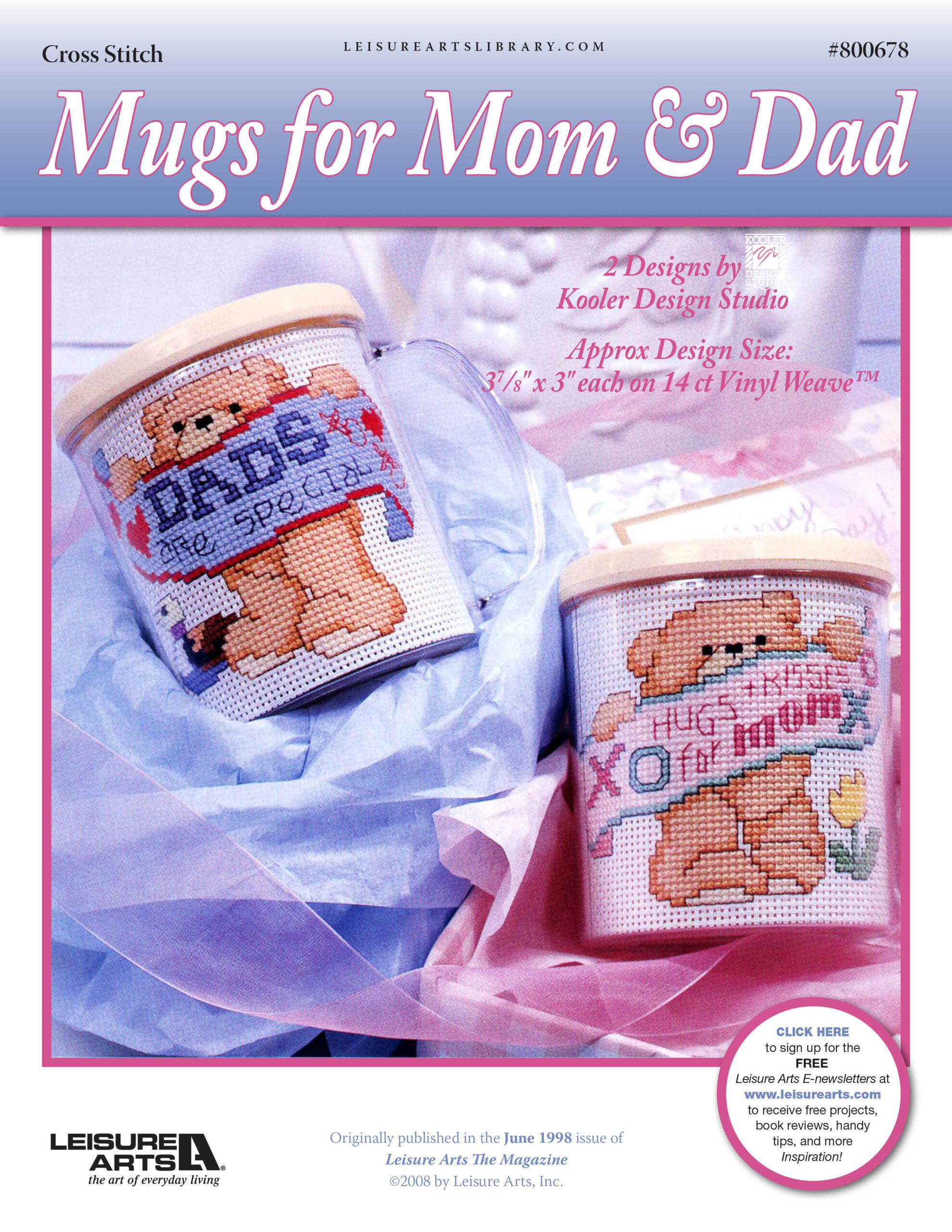 Leisure Arts Mugs for Mom Dad Cross Stitch ePattern