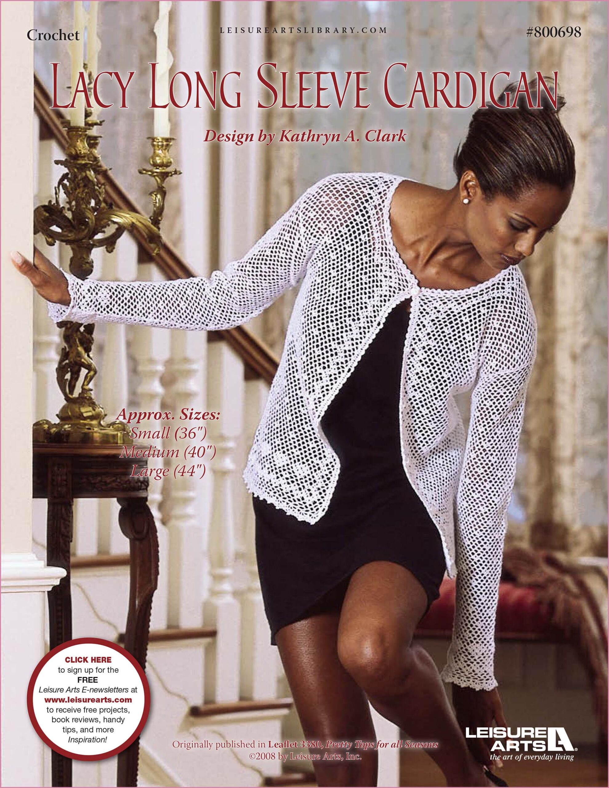 Leisure Arts Pretty Tops For All Seasons Lacy Long Sleeve Cardigan Crochet ePattern