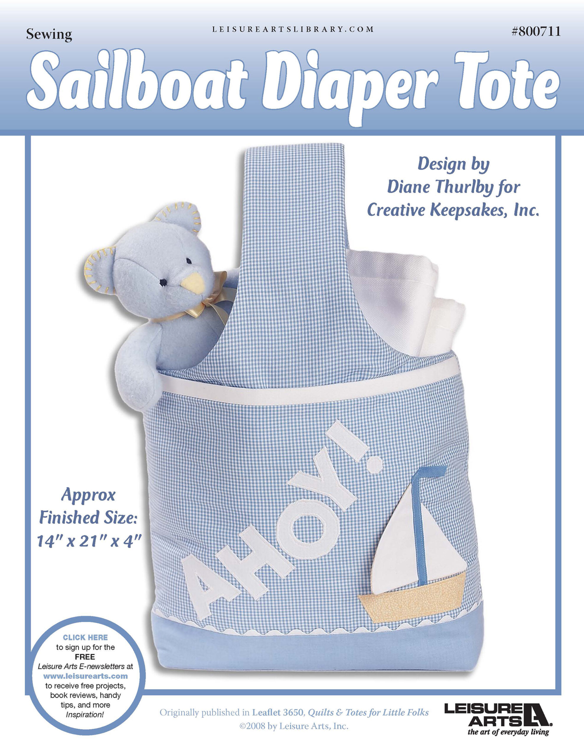 Leisure Arts Quilts Totes For Little Folks Sailboat Diaper Tote Sewing ePattern