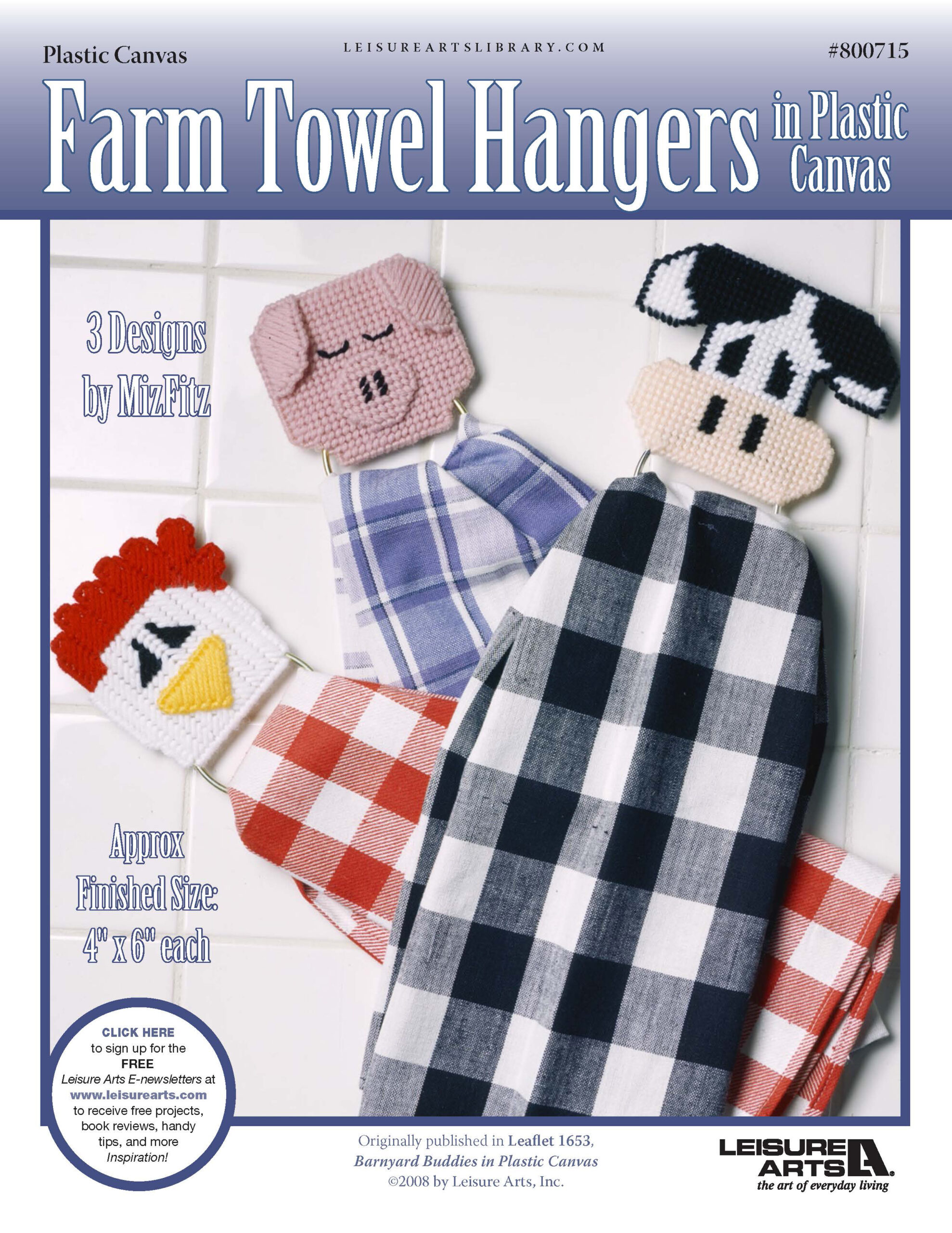Leisure Arts Barnyard Buddies Farm Towel Hangers in Plastic Canvas ePattern