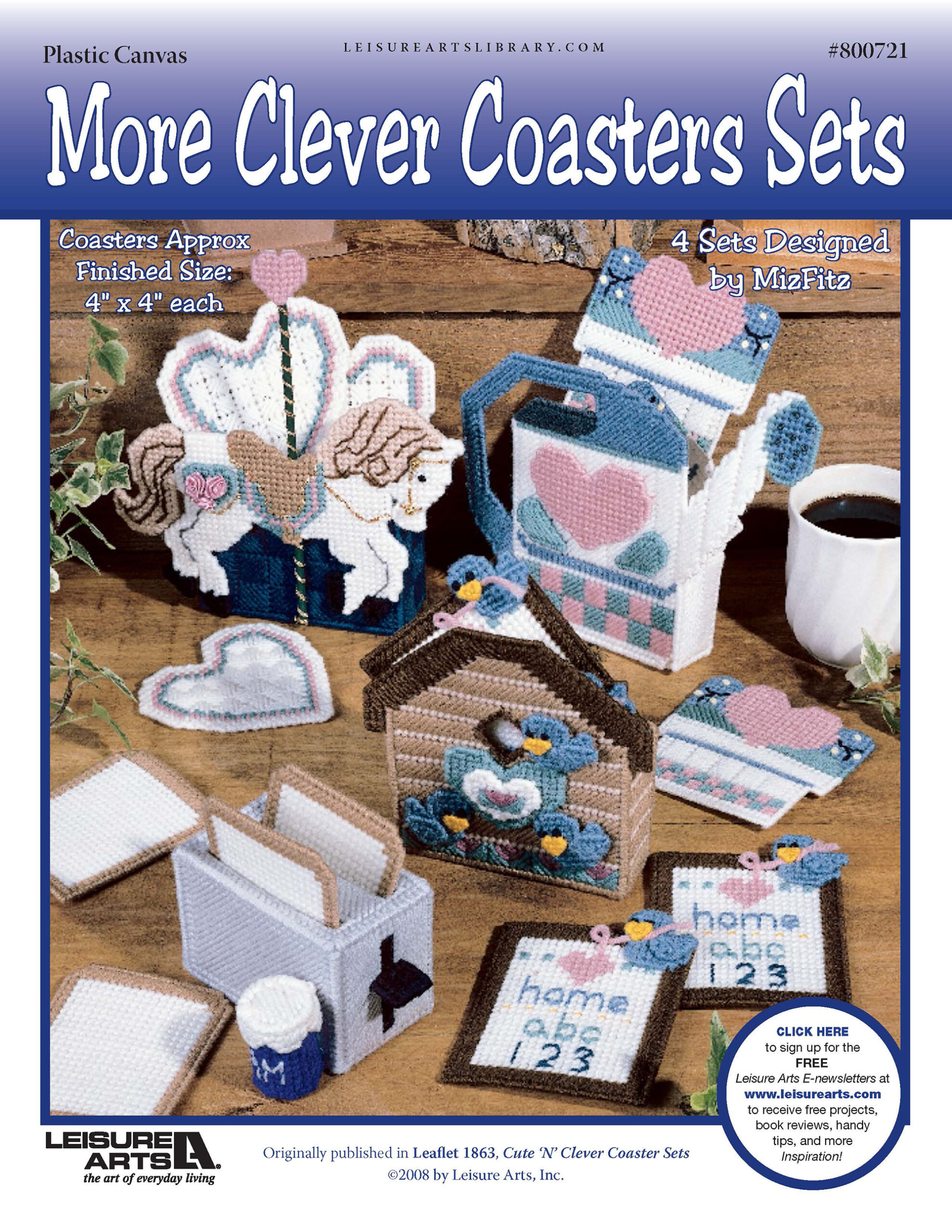 Leisure Arts Cute aeNAE Clever Coaster More Clever Sets Plastic Canvas ePattern