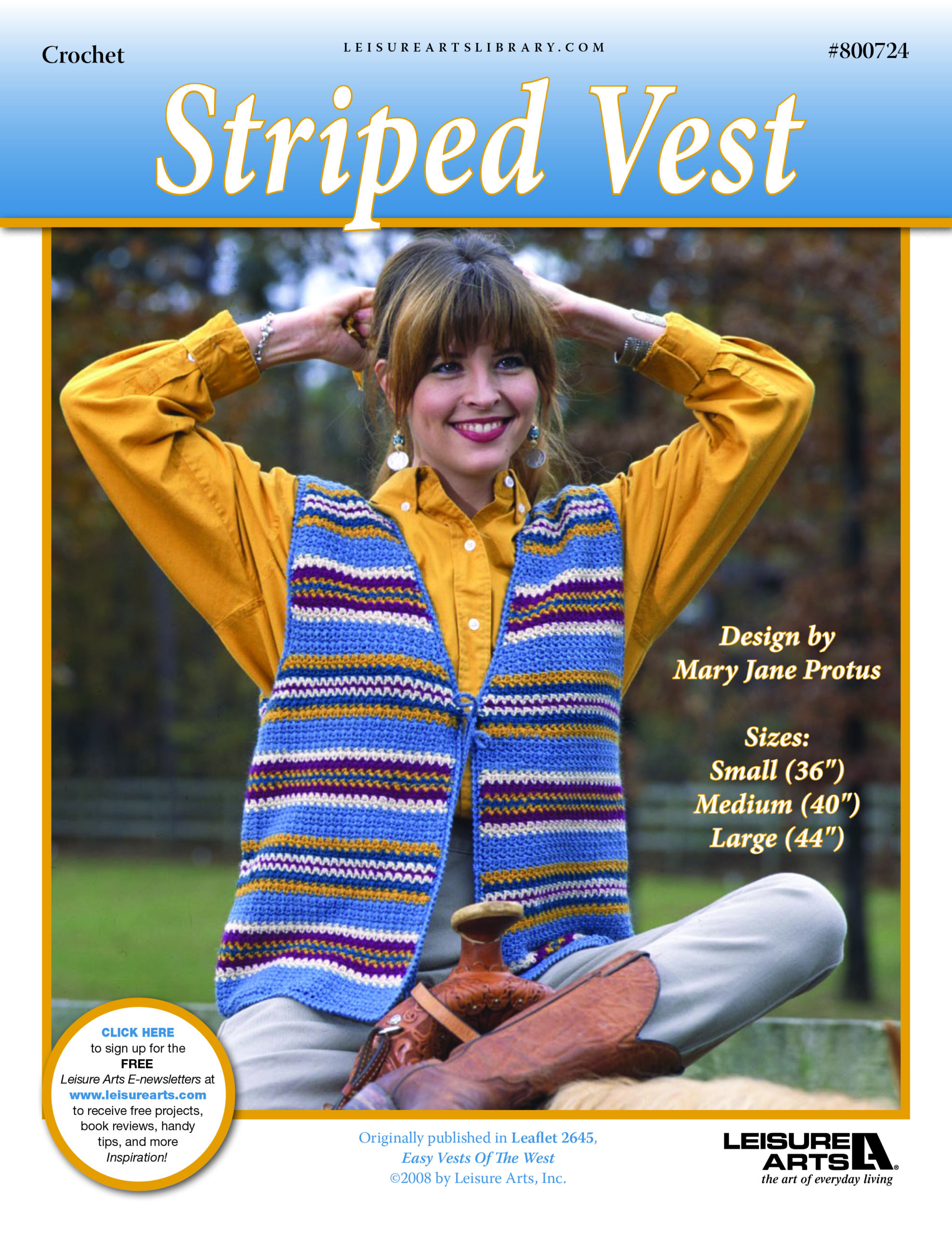 Leisure Arts Striped Vest Crochet ePattern