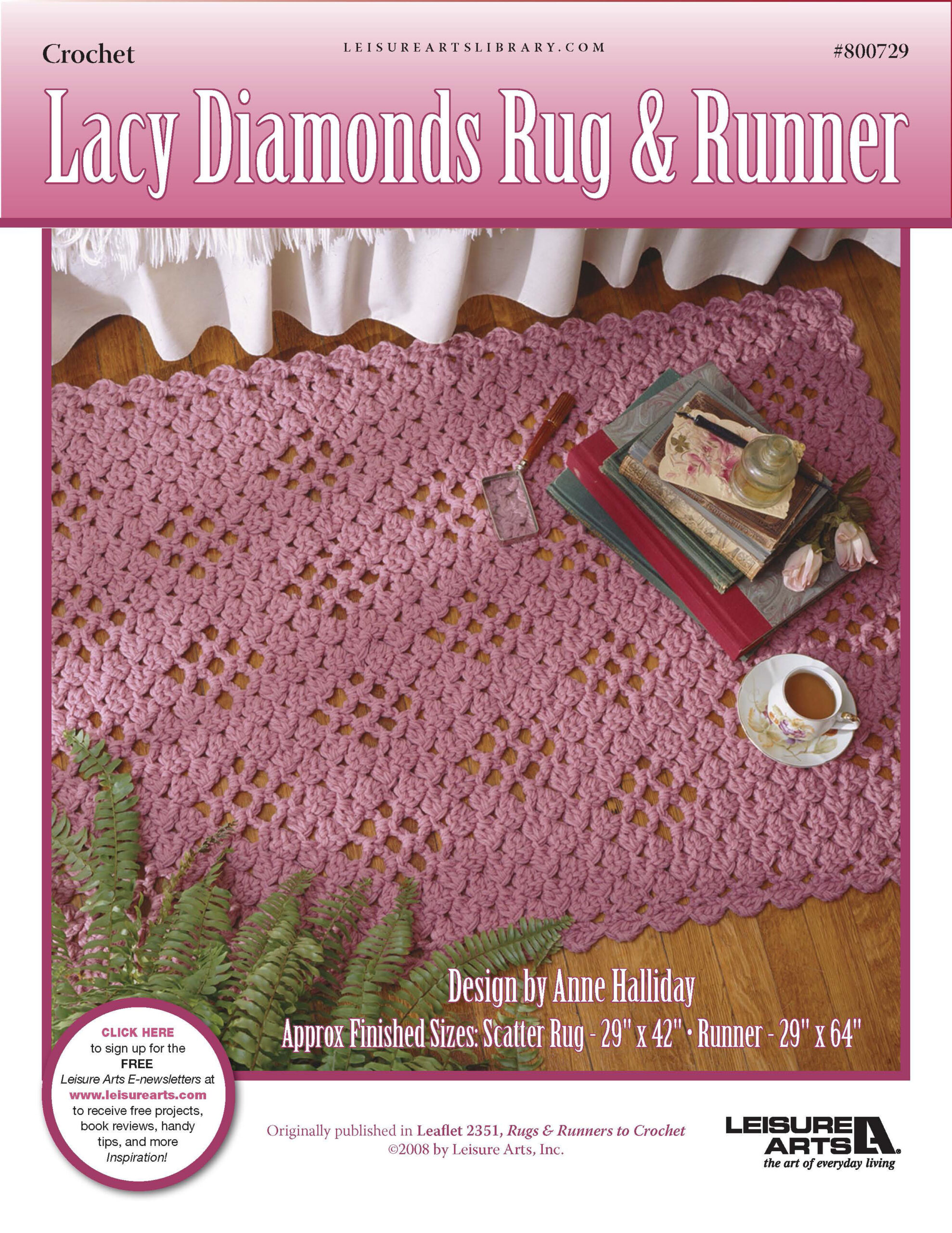 Leisure Arts Lacy Diamonds Rug Runner Crochet ePattern