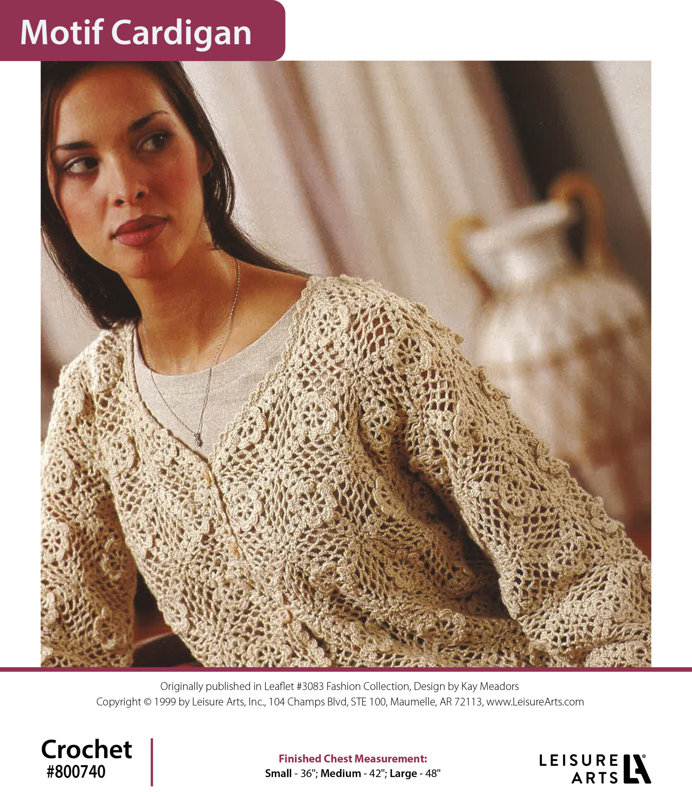 Leisure Arts Fashion Collection Crochet Lacy Motif Cardigan ePattern