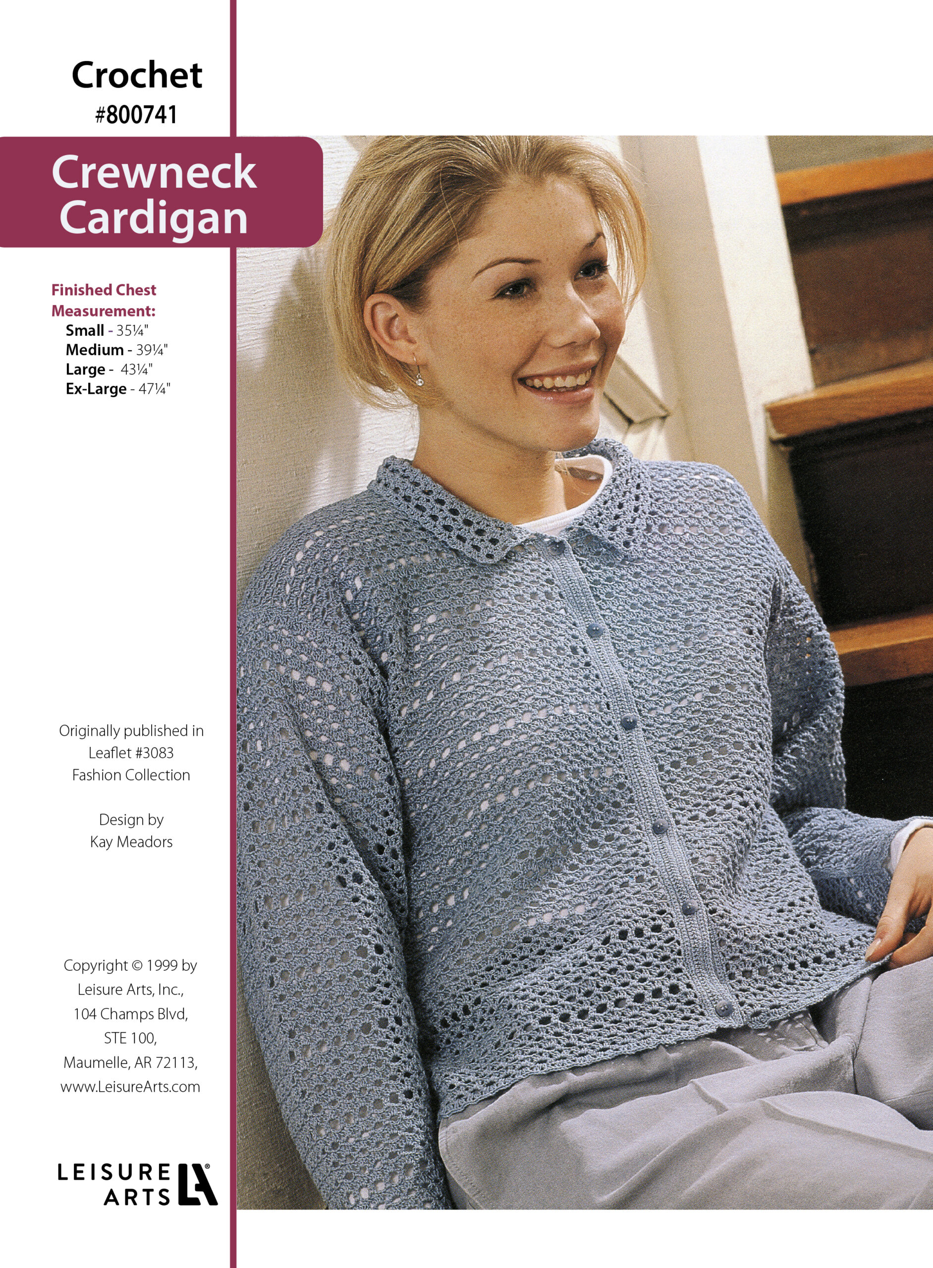 Leisure Arts Fashion Collection Crochet Crewneck Cardigan ePattern